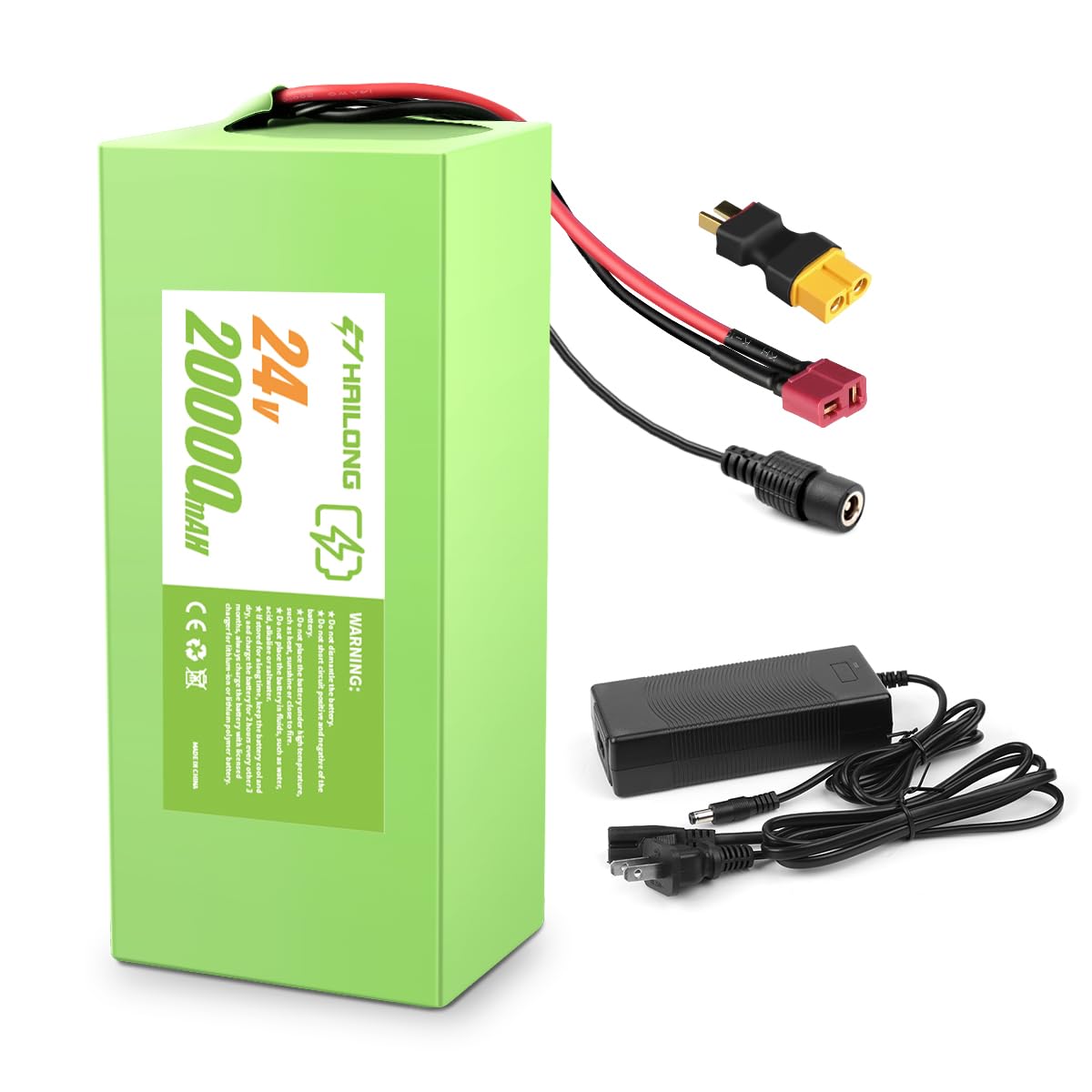 24V 20Ah Lithium Ion Battery for Electric Bike & Scooter - Includes 29.4V 2A Charger, 25A BMS, T-Plug & XT60 Connector - Perfect for Commuting, Leisure Riding & Urban Transportation