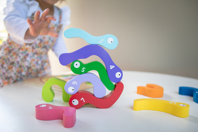 Educational Wooden Number 123 Worm Puzzle - Montessori Counting Toy for Toddlers - Perfect for Early Learning & Playtime Activities
