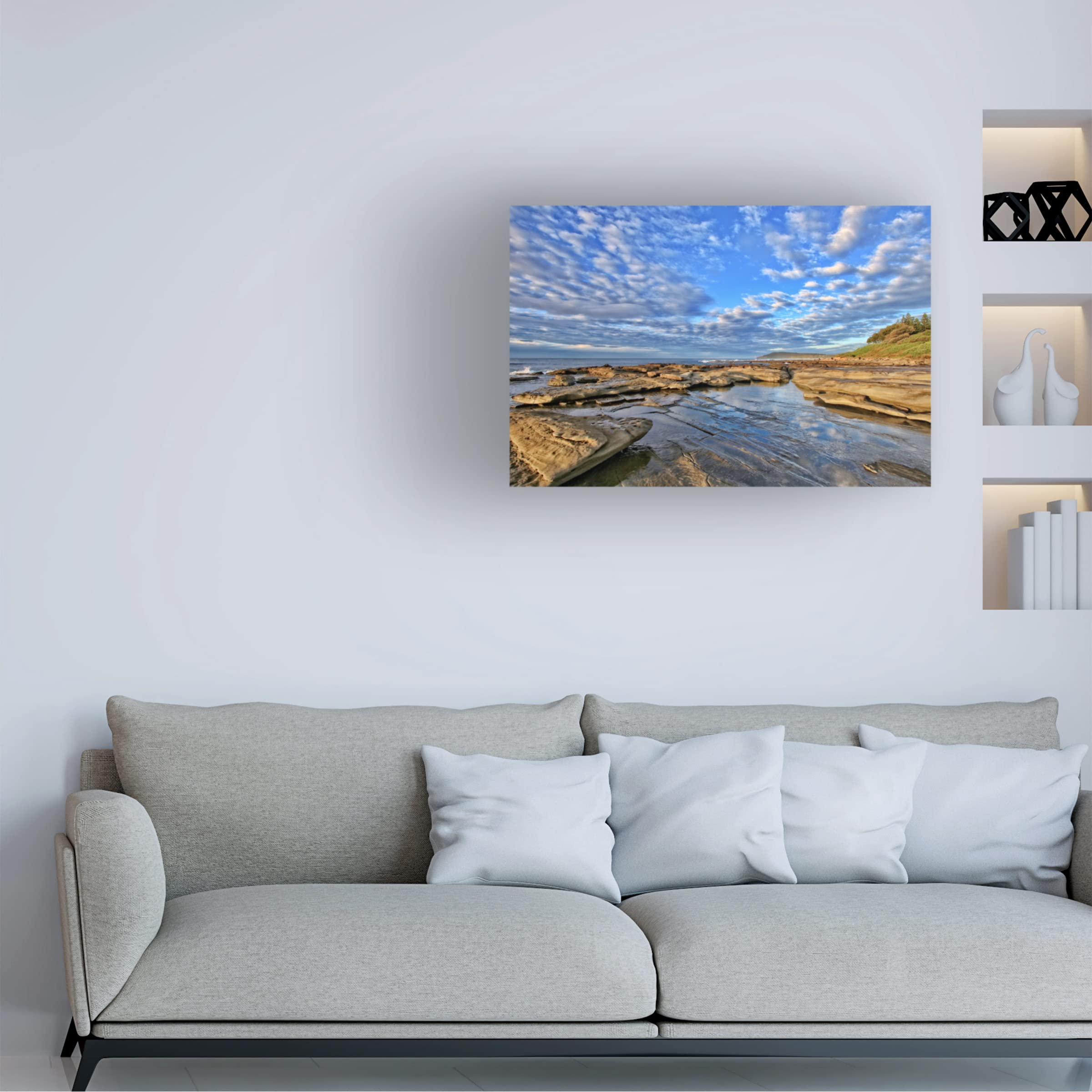 Morning Blues 2 Canvas Wall Art by Beata Czyzowska - Modern Abstract Painting for Living Room, Bedroom & Office Decor - Trademark Fine Art Collection
