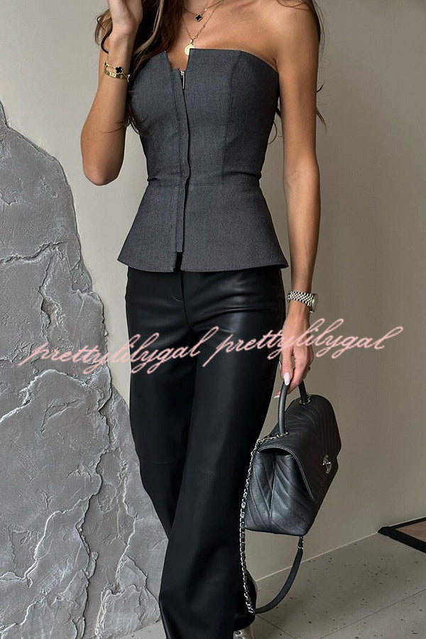British Style Off Shoulder Zipper Top - Trendy Streetwear Fashion for Women | Perfect for Casual Outings, Parties & Date Nights