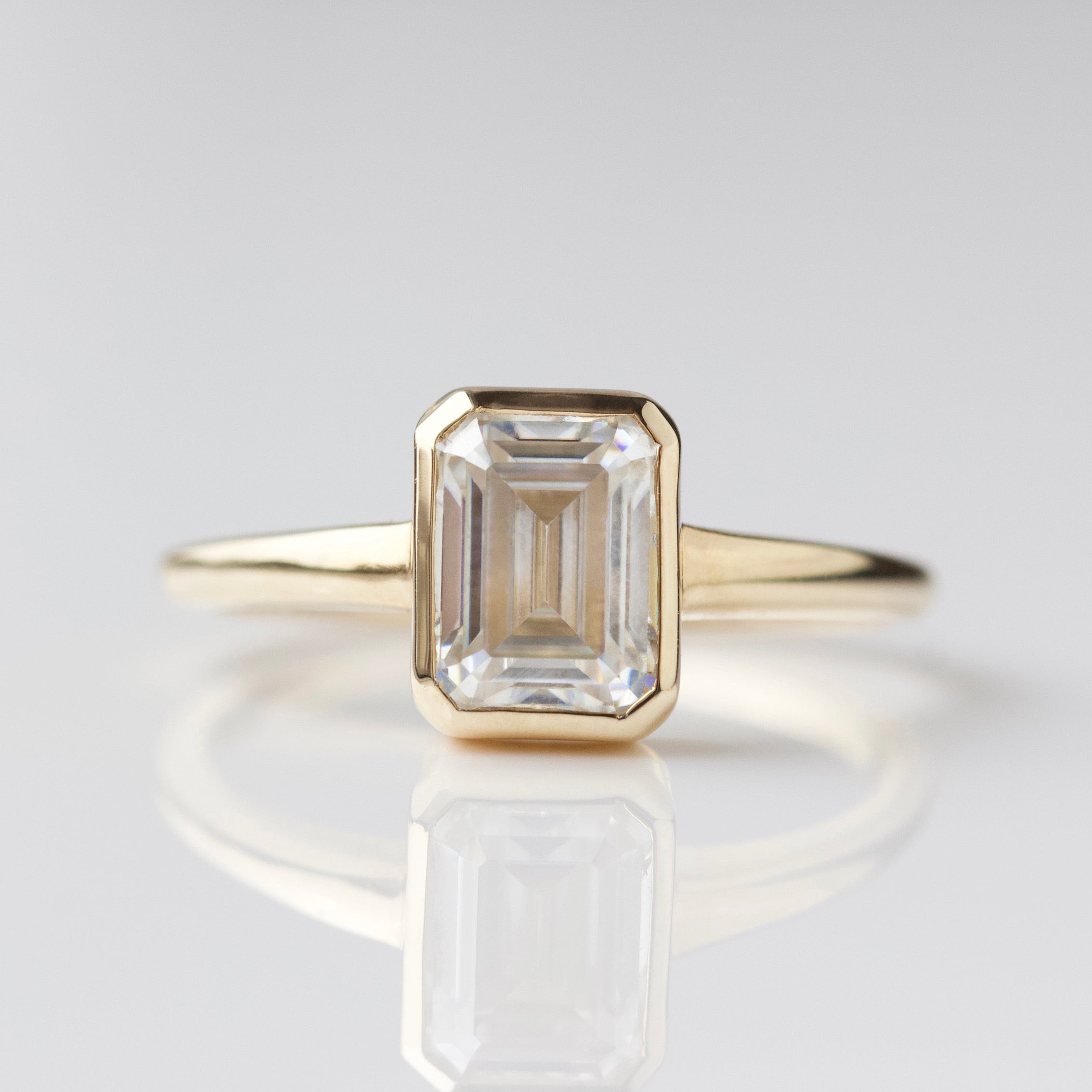 Moissanite Octagon Emerald Cut Bezel Set Ring for Women - Durable Wedding Engagement Promise Ring - Perfect for Anniversary, Proposal & Special Occasions