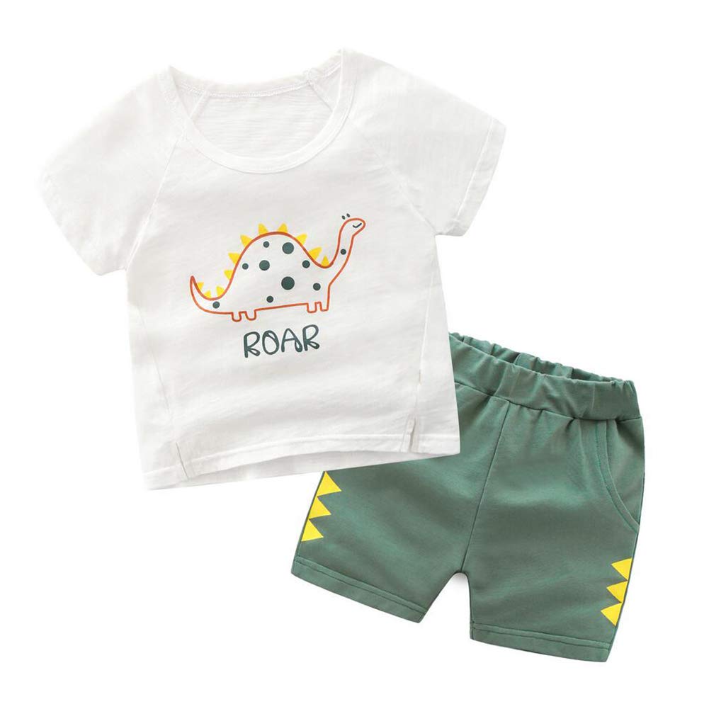 **Adorable Dinosaur Boys Toddler Clothes Sets - Soft Cotton T-Shirt & Shorts Outfit for Playtime & Casual Wear**