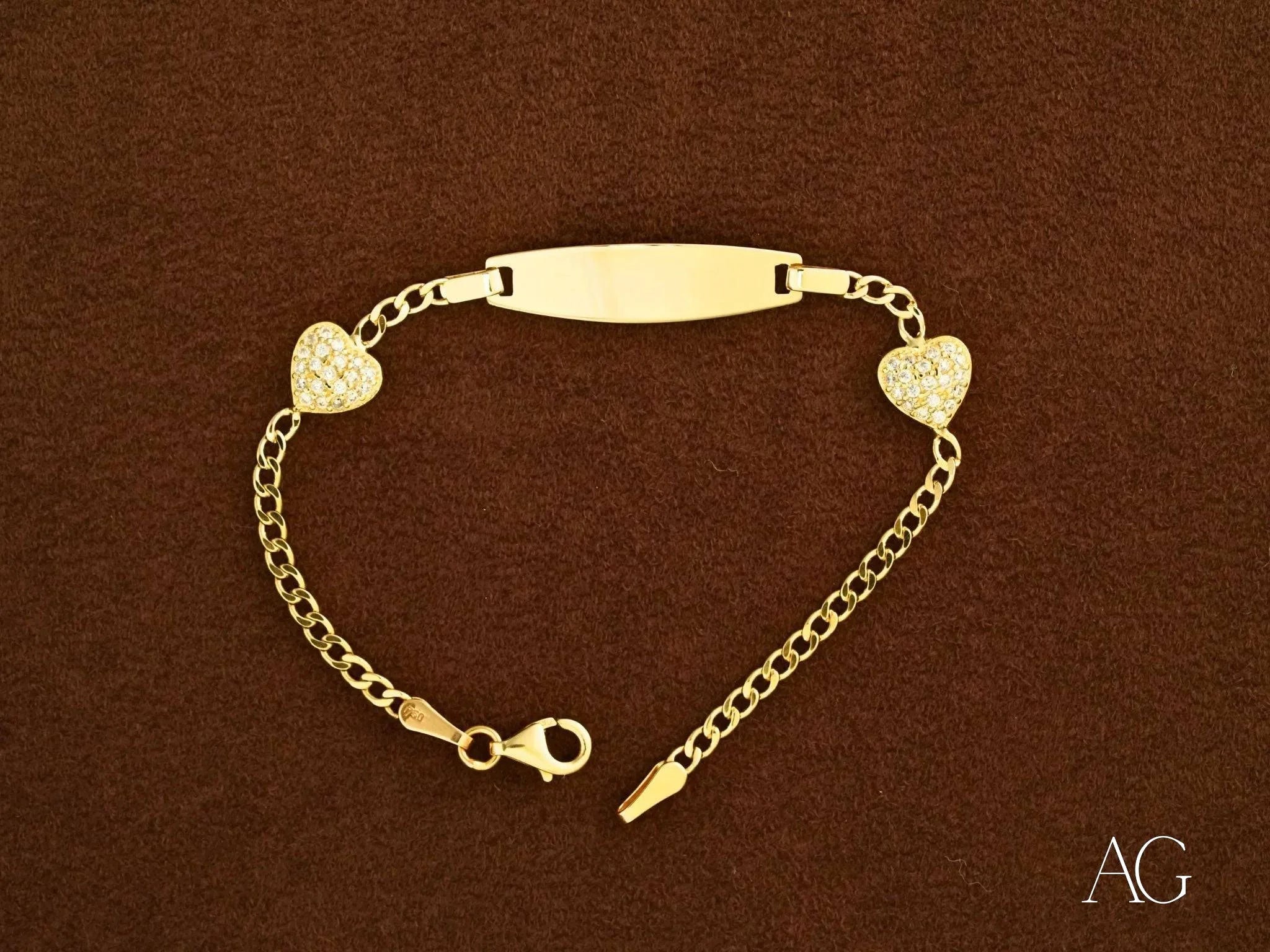 Personalized Kids ID Bracelet with Heart Charms & Secure Spring Ring Lock - Perfect for School, Travel & Safety Identification