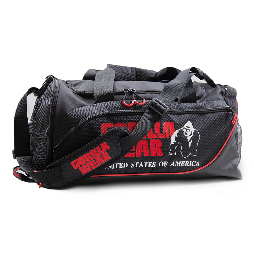 Jerome Gym Bag - Durable Sports Duffel Bag for Men & Women - Waterproof Travel Duffel with Shoe Compartment - Perfect for Gym, Workout, Travel & Sports (Black/Red)