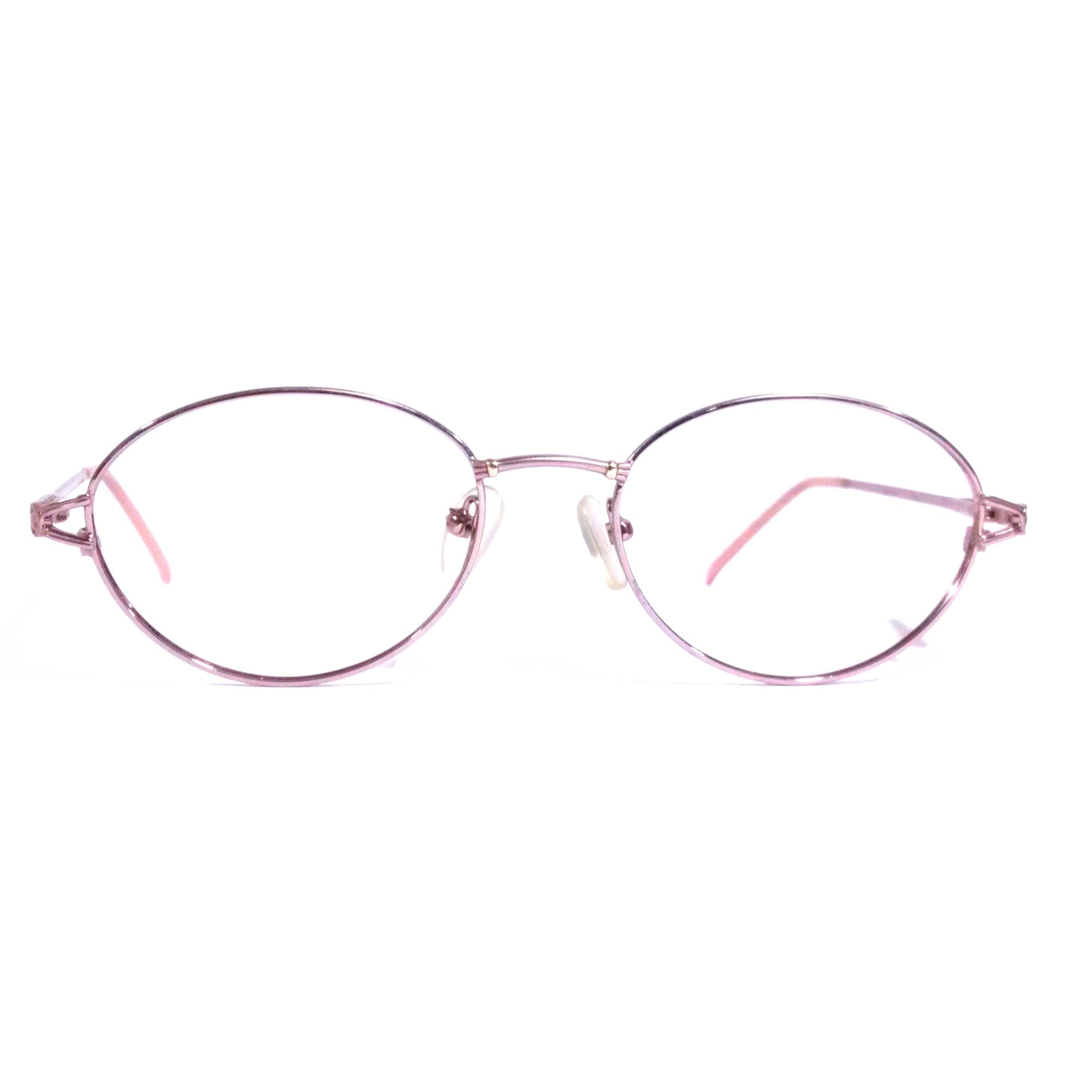 Stylish Pink Oval Full Rim Metal Frame Glasses for Women - Trendy Eyewear for Work, Reading & Fashion (Row027)