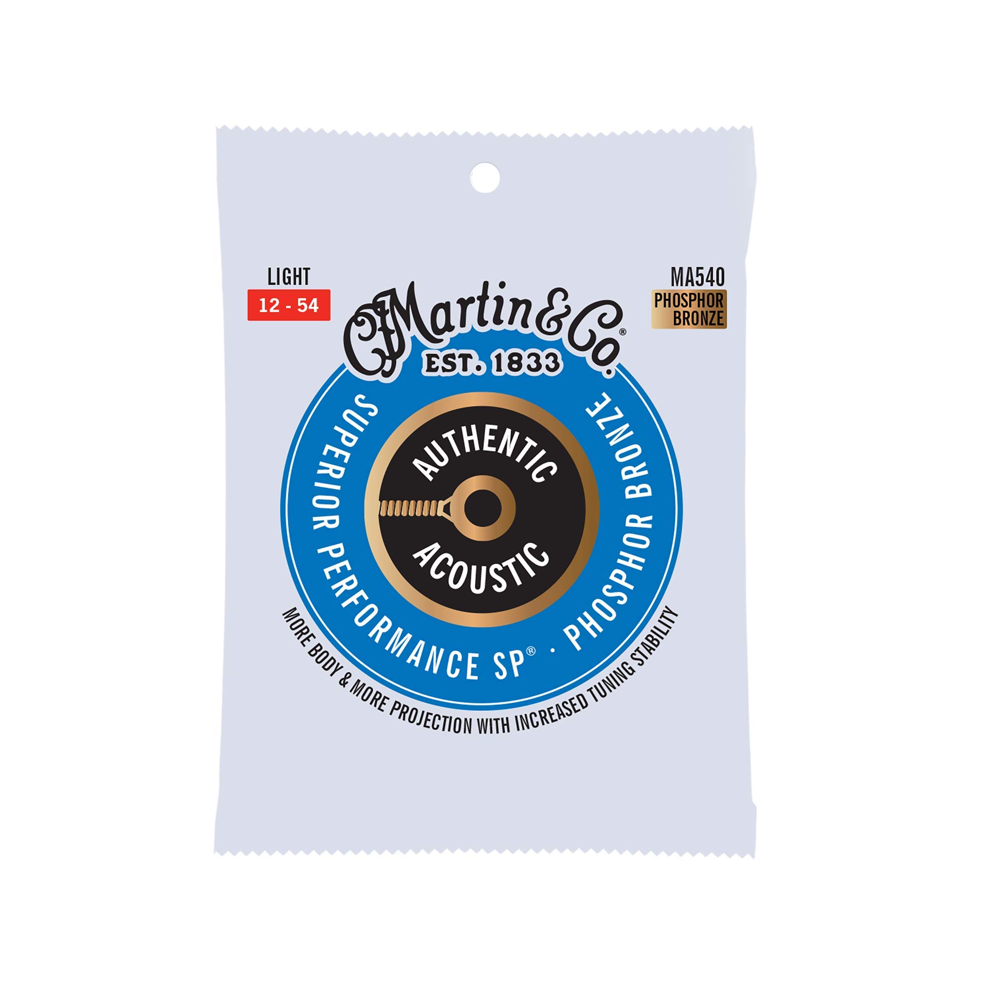 Authentic SP Phosphor Bronze Light Gauge Acoustic Guitar Strings MA540 (41Y18MA540) - Perfect for Folk, Country & Fingerstyle Playing