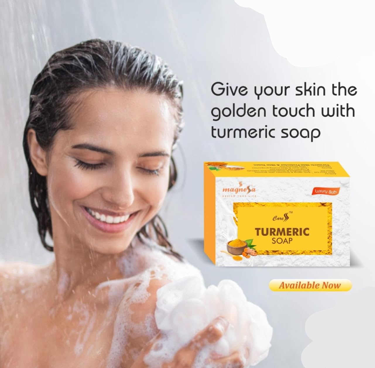 Magnessa Turmeric Soap (75g) - Natural Skin Brightening & Acne Treatment - Perfect for Daily Face & Body Cleansing