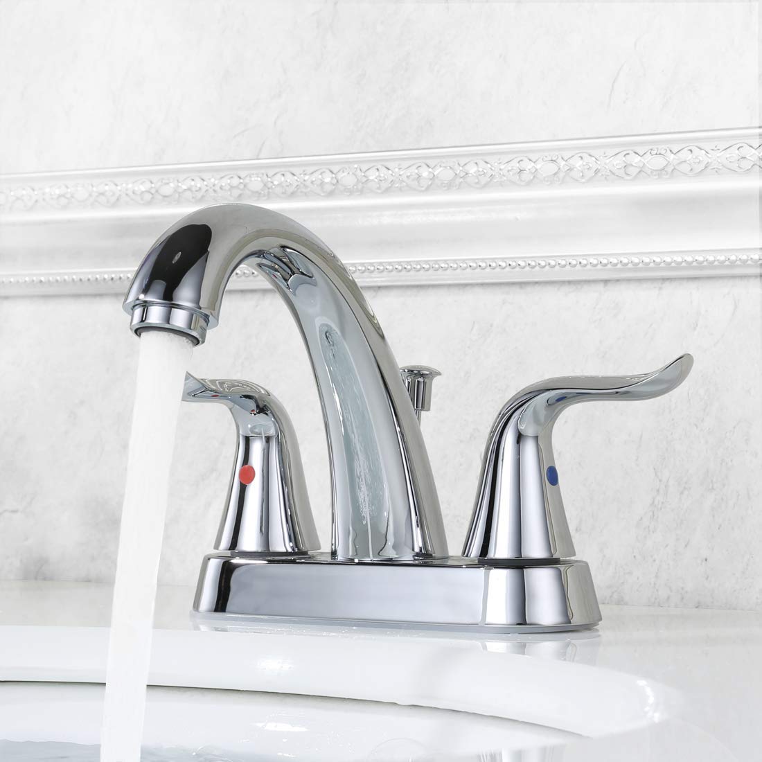 WOWOW Pull Down Kitchen Faucet with Dual Function Sprayer & 4