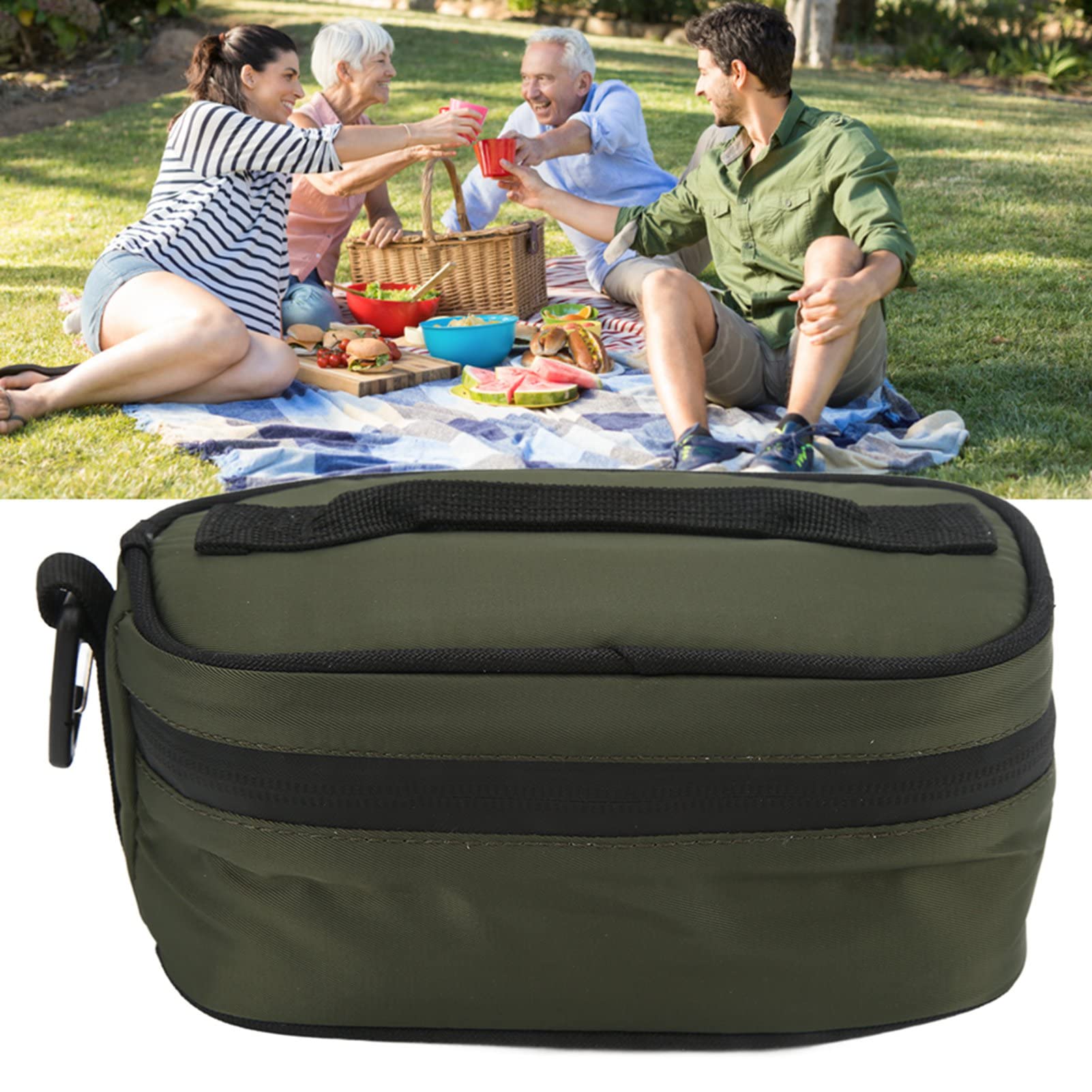 Insulated Lunch Bag with Built-in Thermal Layer - Reusable Picnic Tote for Men & Women, Perfect for Office, School, Hiking & Outdoor Activities (Green)