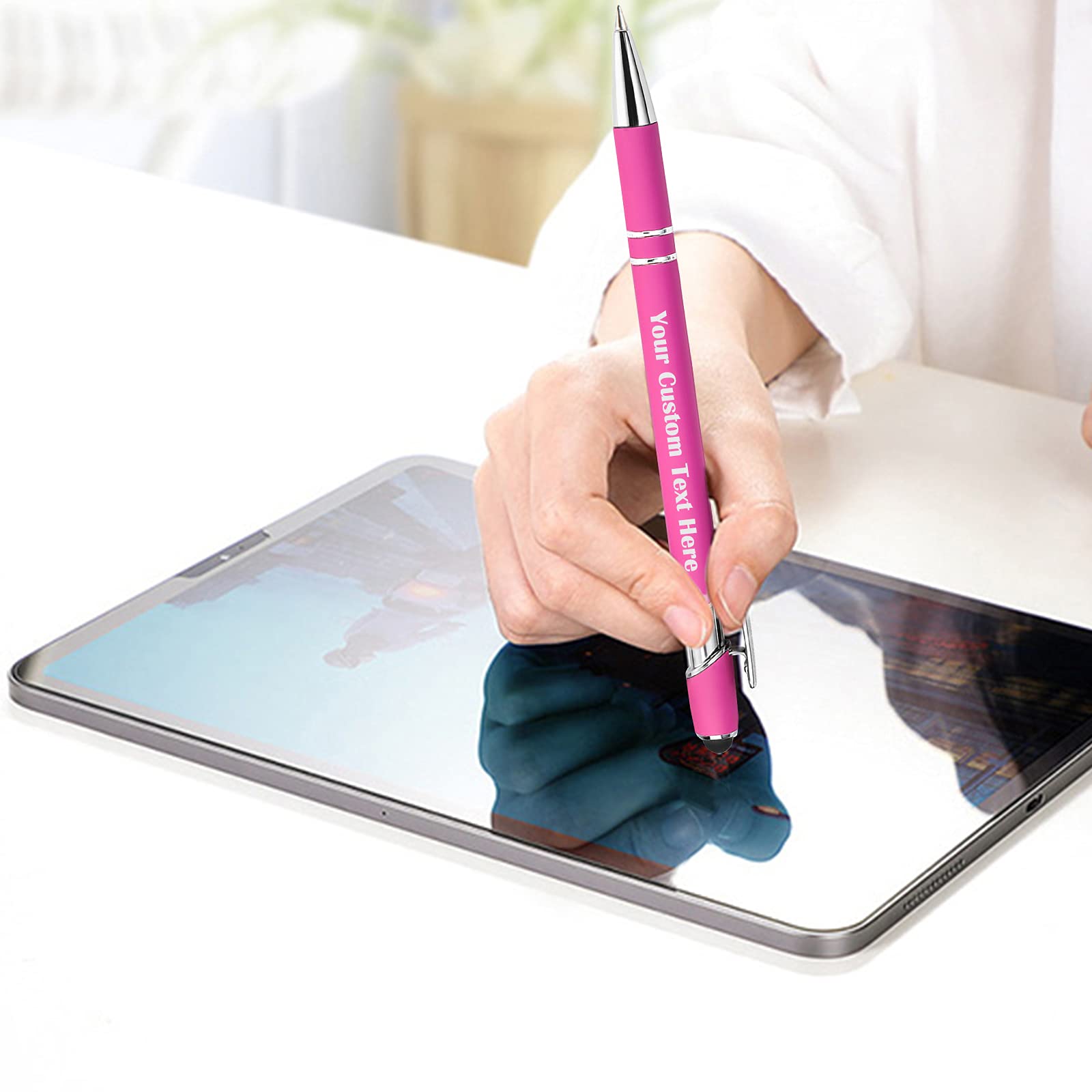 150 Pcs Personalized Custom Pens Bulk - Free Engraving with Name/Message - Custom Ballpoint Pens & Stylus for Business, Office, Graduation - Unique Gifts for Men & Women - Christmas, Birthday Gifts (Pink) - Perfect for Corporate Events, Promotions & Special Occasions