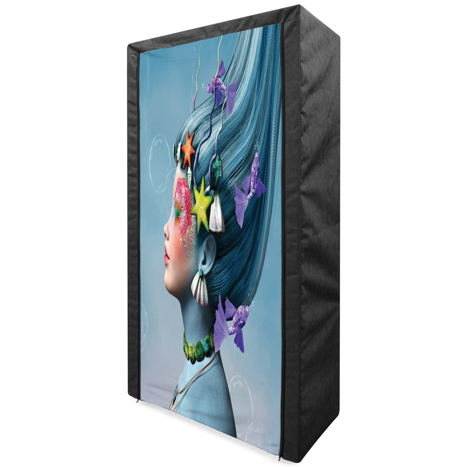 Ambesonne Mermaid Themed Portable Fabric Wardrobe - 33.5