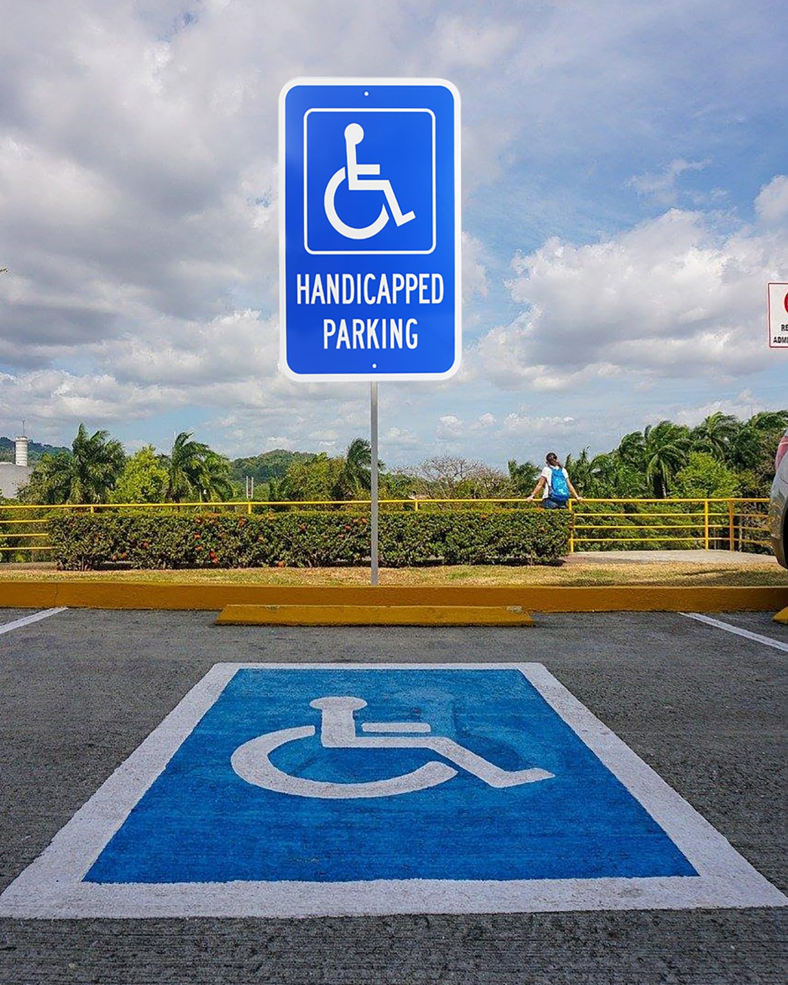 18x12 Inch Handicap Parking Sign - 3M Reflective Aluminum Reserved Parking Sign for Disabled - Weatherproof & Rust-Free .063 Aluminum - Easy Mounting for Indoor & Outdoor Use - Perfect for Parking Lots, Garages, and Accessible Spaces