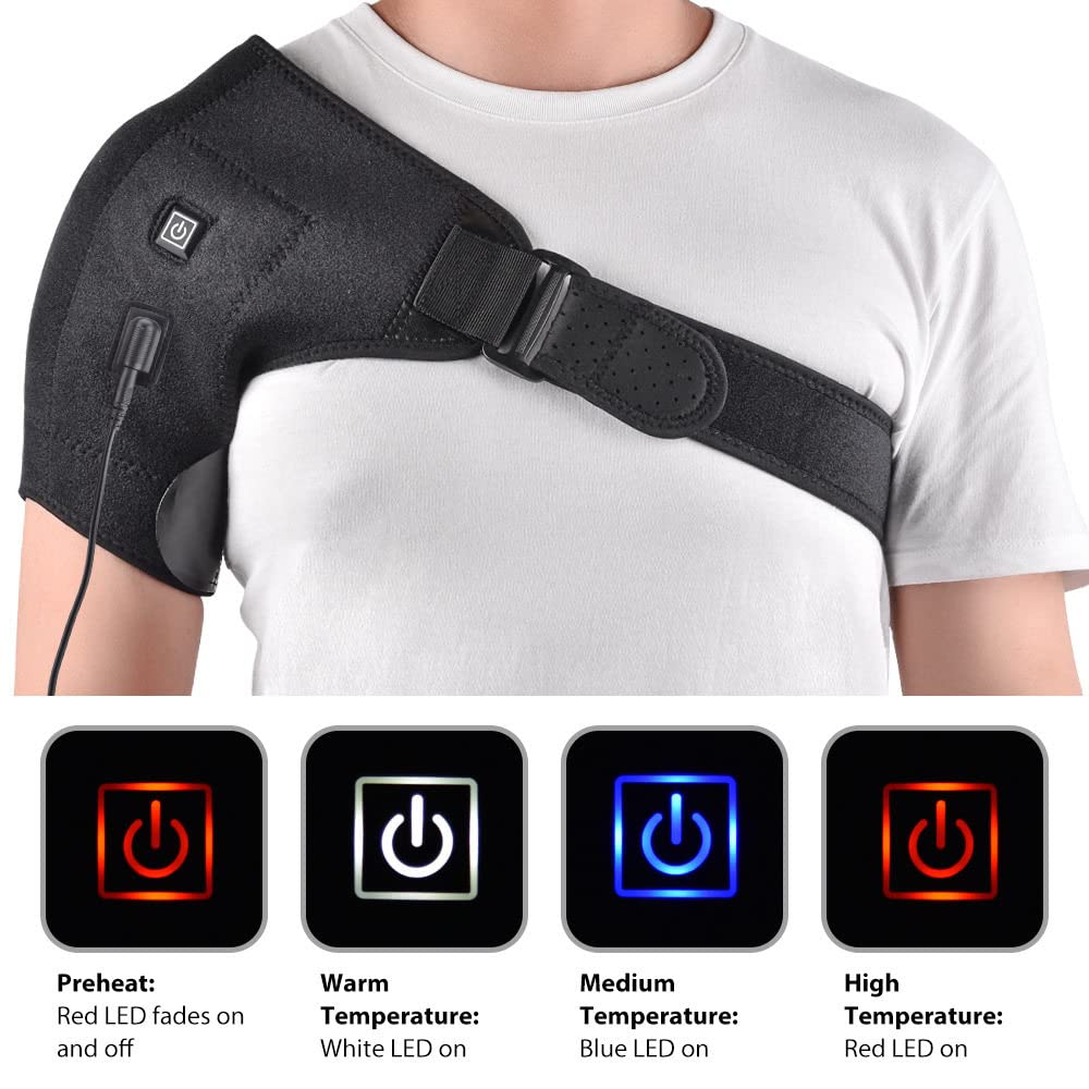 Heated Shoulder Brace for Pain Relief - Adjustable Hot & Cold Therapy Wrap for Frozen Shoulder, Bursitis, Tendonitis - Ideal for Work, Sports & Daily Comfort