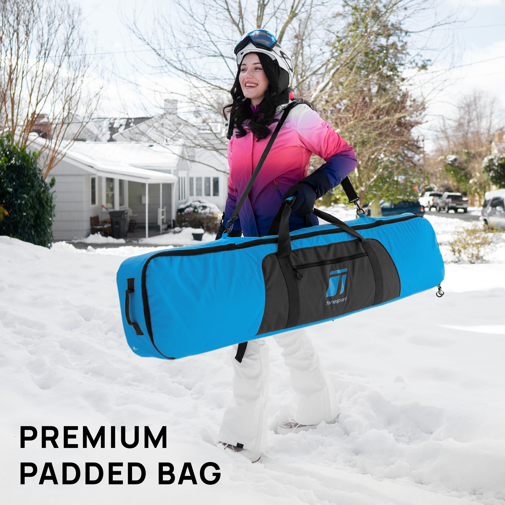 **Padded Waterproof Snowboard Travel Bag for Airplanes - Up to 165cm (65in) - Durable & Lightweight Snowboarding Gear for Flying, Storage & Protection**    *(Perfect for Air Travel, Mountain Trips & Long-Term Snowboard Storage - Fits Most Standard Snowboards)*