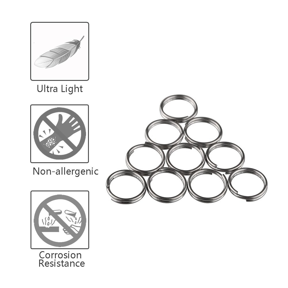 Titanium Split Key Rings 12mm (10 Pack) - Durable for Keys & Accessories