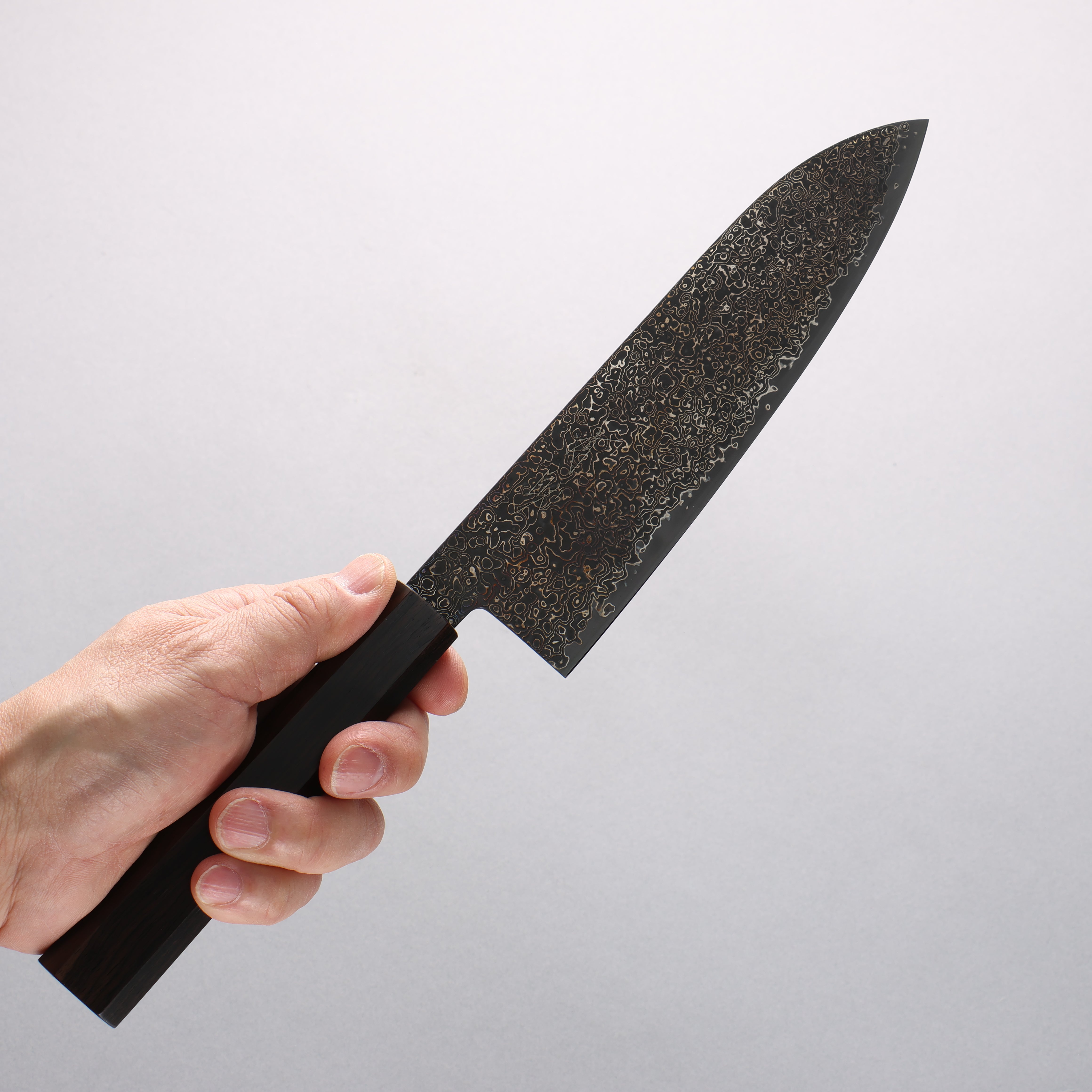 Premium Seisuke SG2 Black Damascus Santoku Knife 180mm - Japanese High Carbon Steel Blade with Ebony Wood Handle - Perfect for Slicing, Dicing, and Chopping Vegetables, Meat, and Fish