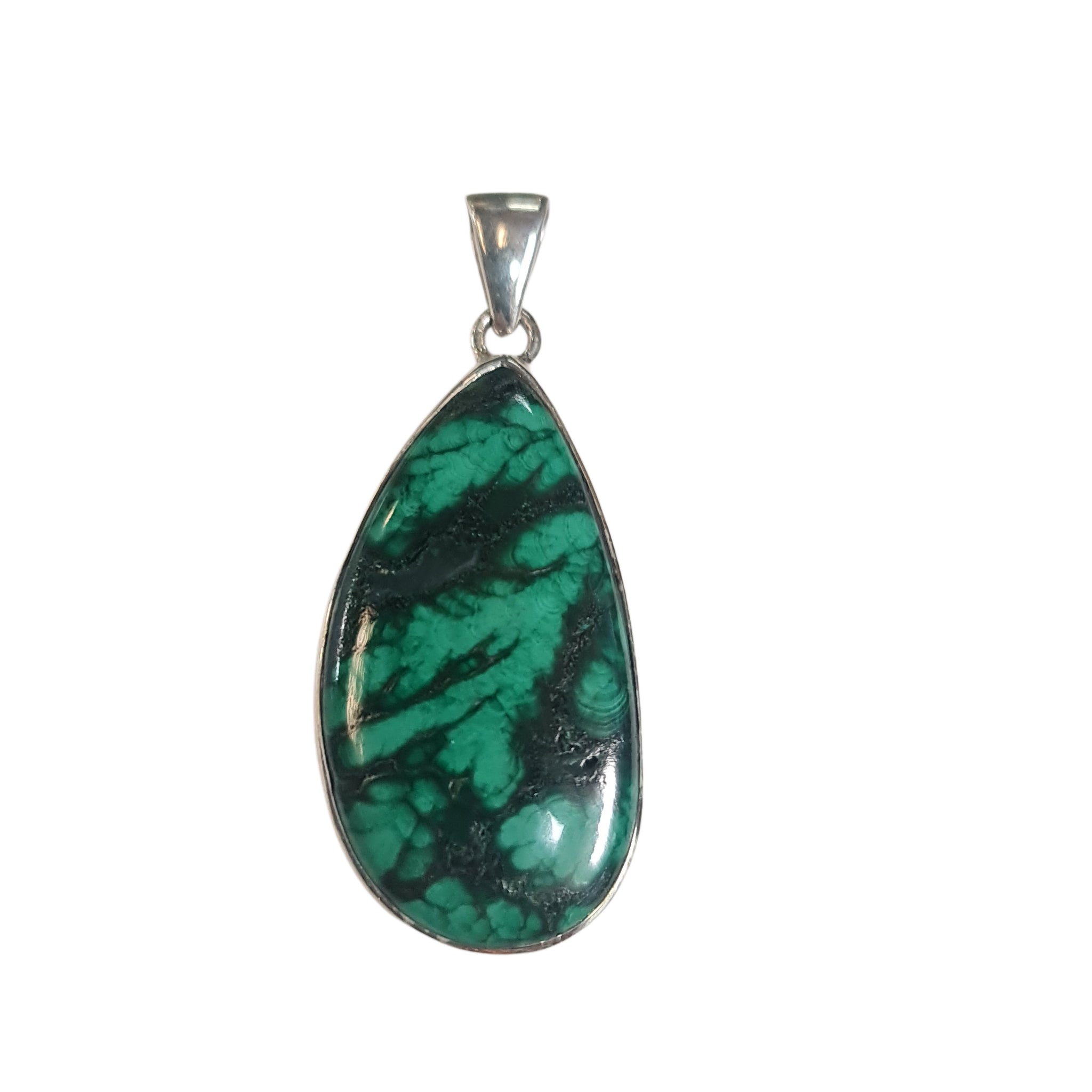 925 Sterling Silver Malachite Pendant with Feather Pattern - Elegant Necklace for Women, Gift for Her, Perfect for Everyday Wear & Special Occasions
