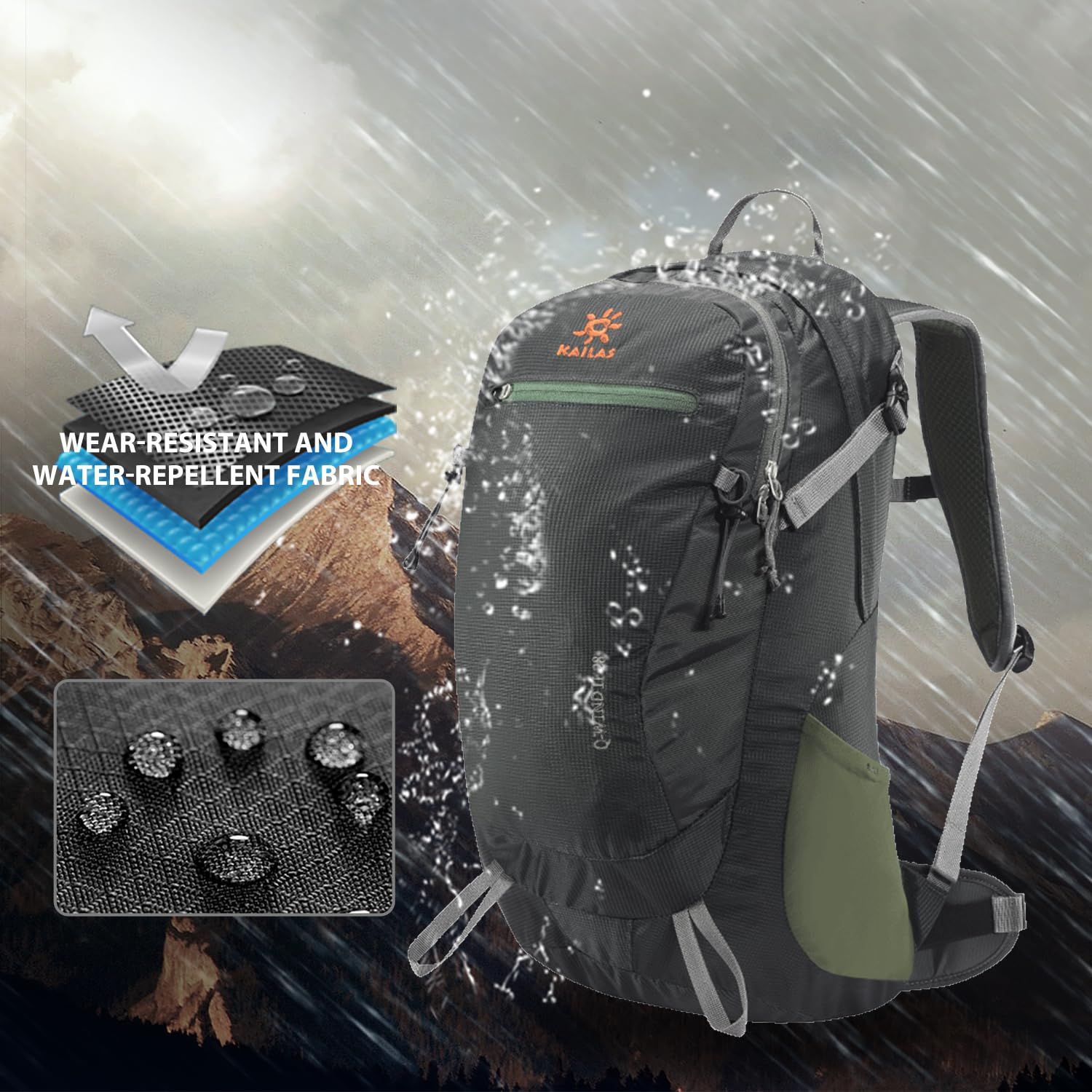KAILAS Q-WIND II 28L Lightweight Hiking Backpack for Men & Women - Waterproof Daypack with Rain Cover for Travel, Camping & Outdoor Adventures