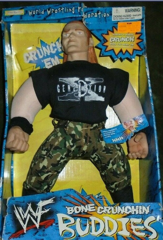 1999 WWF Jakks Pacific Bone Crunchin' Buddies Series 3 Triple H Wrestling Action Figure - Collectible Toy for WWE Fans & Nostalgic Gift for Wrestling Enthusiasts