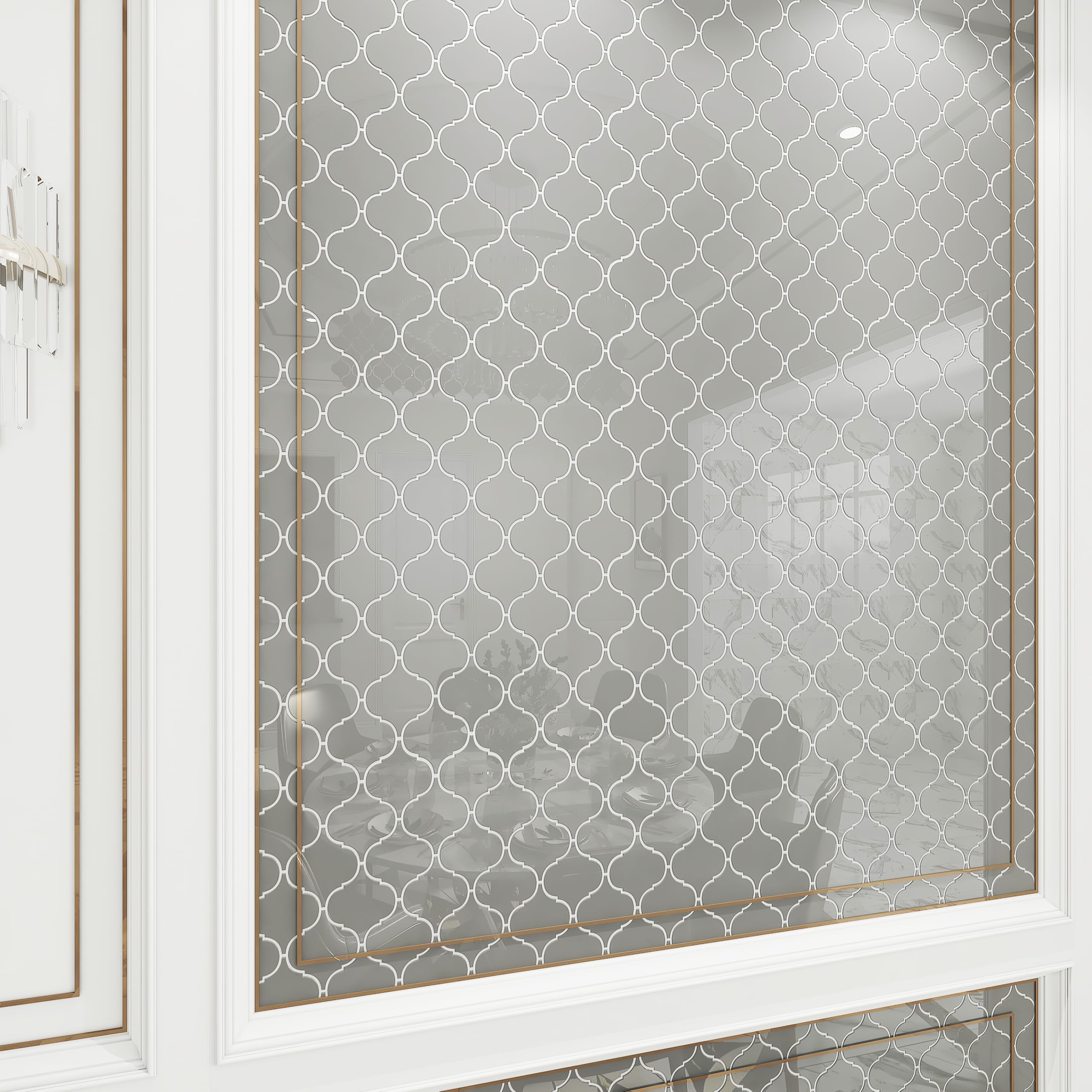 Giorbello Glass Arabesque Tile - 11 Sheets (Case), Light Gray - Peel and Stick Backsplash for Kitchen, Bathroom & Home Decor