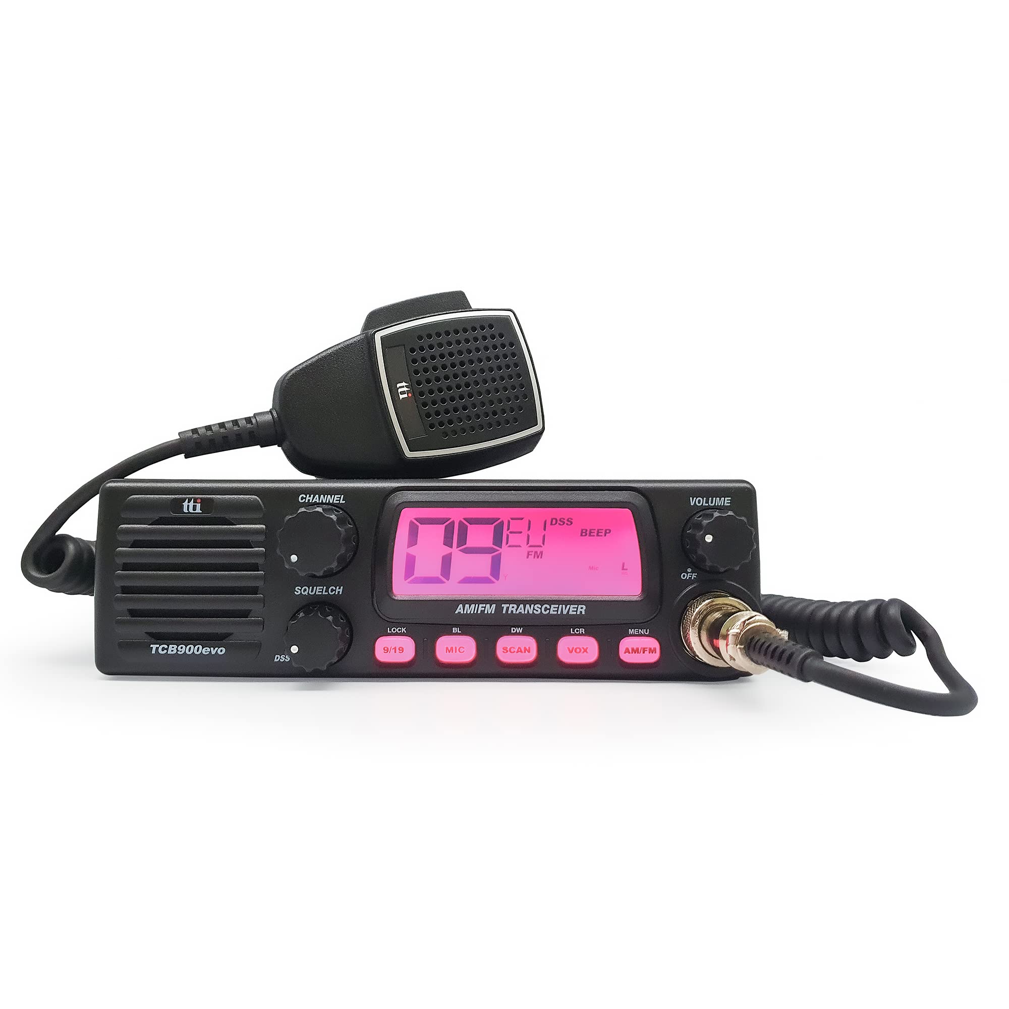 CB Radio Kit - TTi TCB-900 EVO with Free Sticky Pad (Blue) - Professional Trucker Communication for Long Haul Driving & Off-Road Adventures