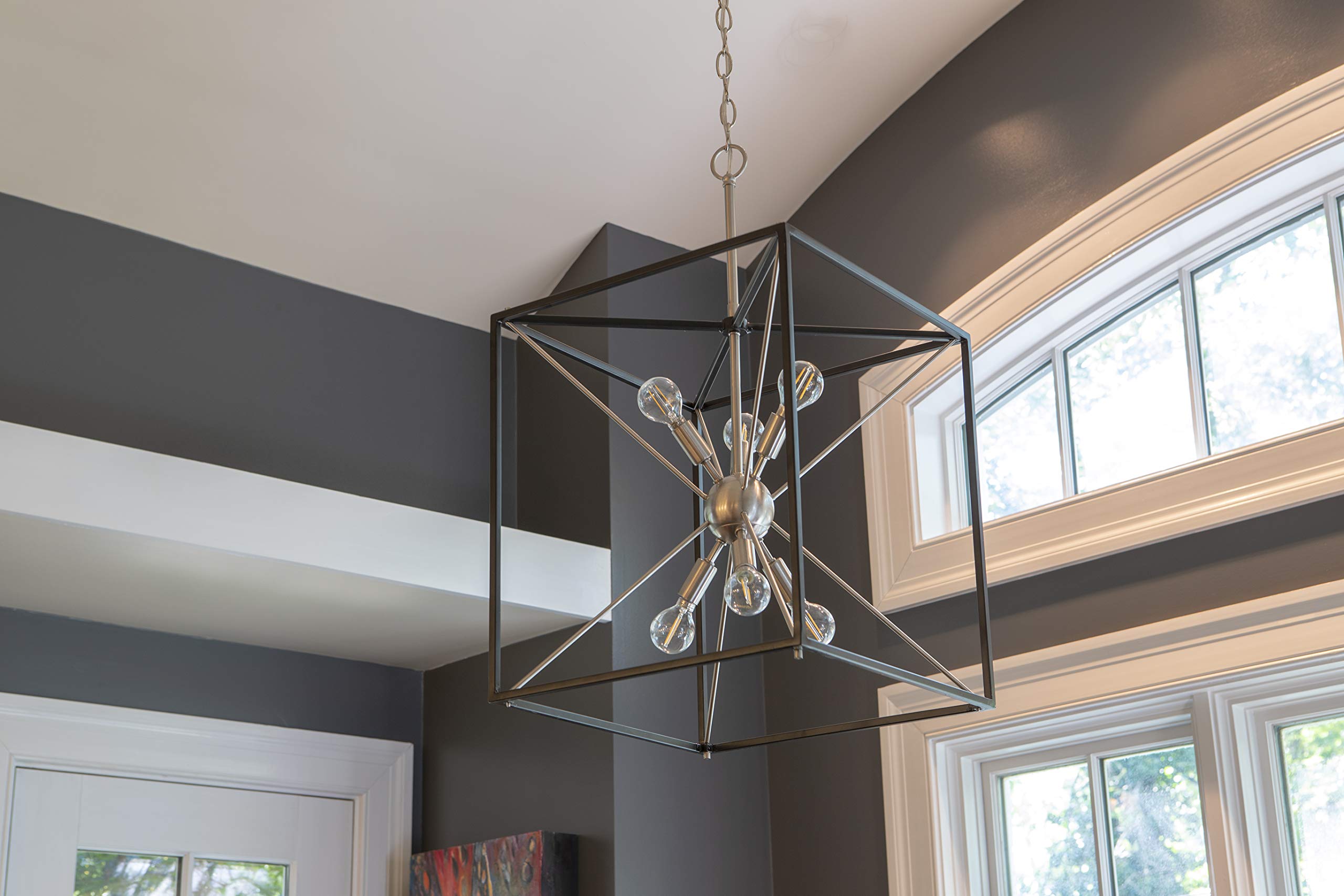 Decor Therapy CH1885 Sadler 6-Light Steel and Glass Pendant Light Fixture - Perfect for Dining Room, Kitchen Island, or Entryway Lighting