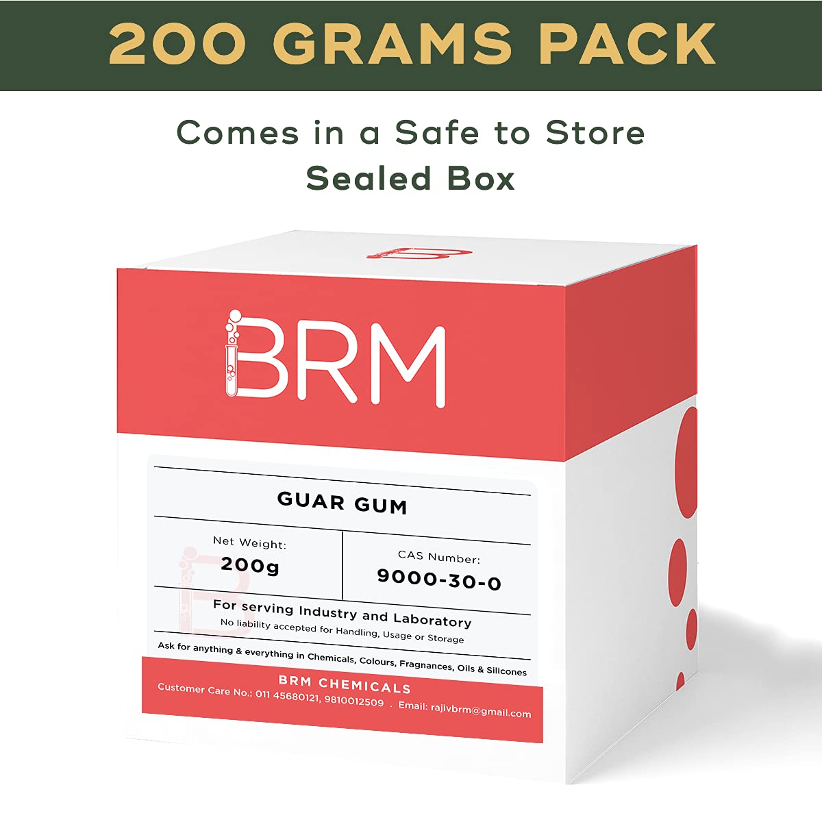 BRM Chemicals Guar Gum Powder - 200g for Soap Making, Shampoo, Cosmetics, Serum, Moisturizer & Lotion | DIY Beauty Formulations for Face, Hair, Skin & Body Care | Natural Thickener for Homemade Personal Care Products
