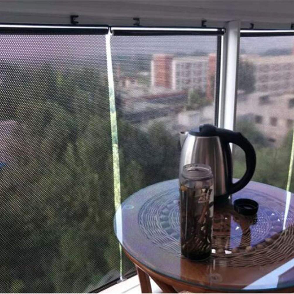 FOMIYES Blackout Roller Shade with Suction Cups - Cordless Retractable Window Blind for Balcony, Child-Safe Sunshade | No-Drill Installation, UV Protection & Privacy for Home, Office, Nursery