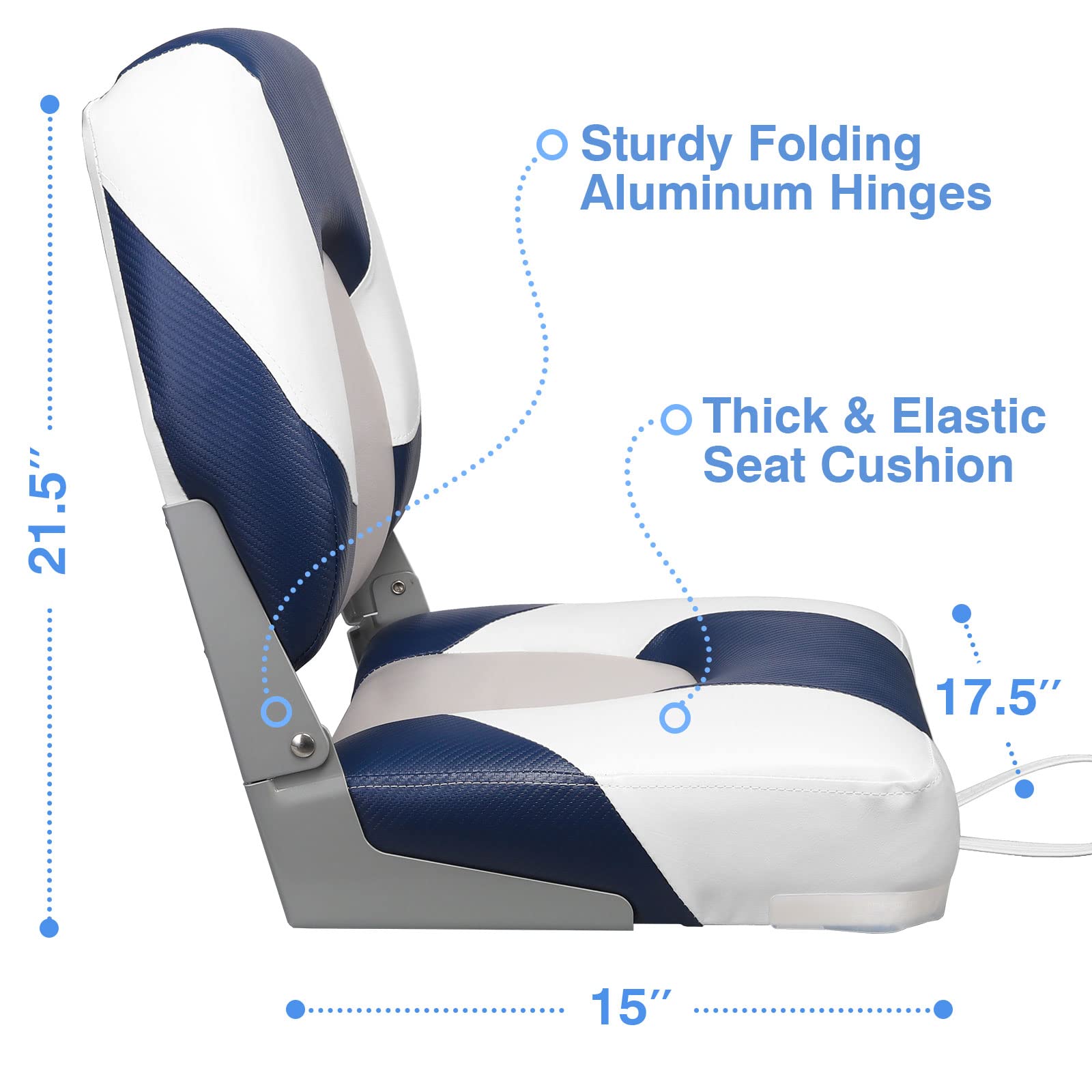 Leader Accessories Elite Folding Fishing Boat Seats - Low/High Back Design (2 Pack) - Comfortable & Durable for Boating, Camping, and Outdoor Adventures