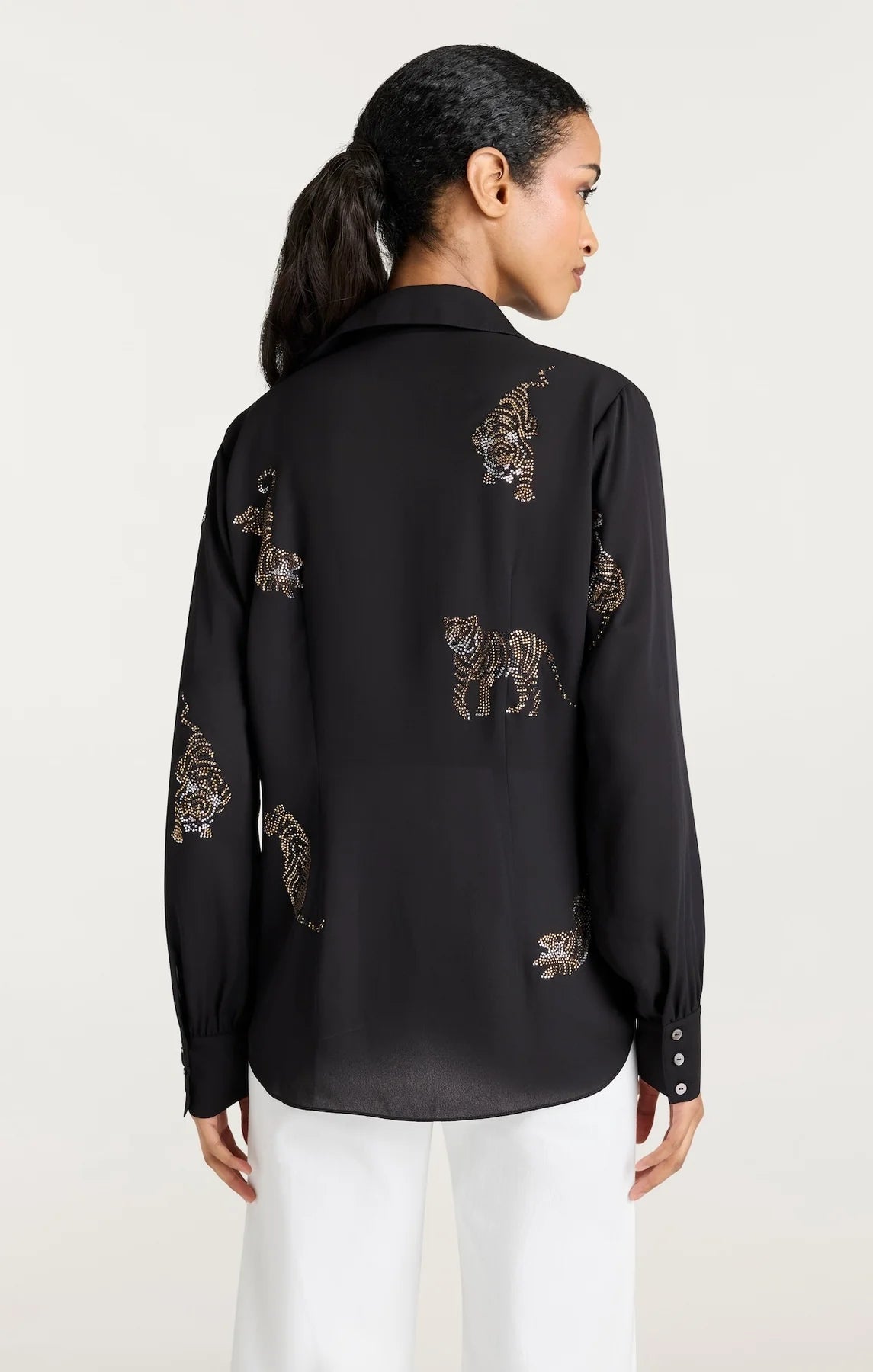 Blanche Le Tiger Heatset Blouse for Women - Soft & Comfortable Black Blouse for Work, Party & Casual Wear