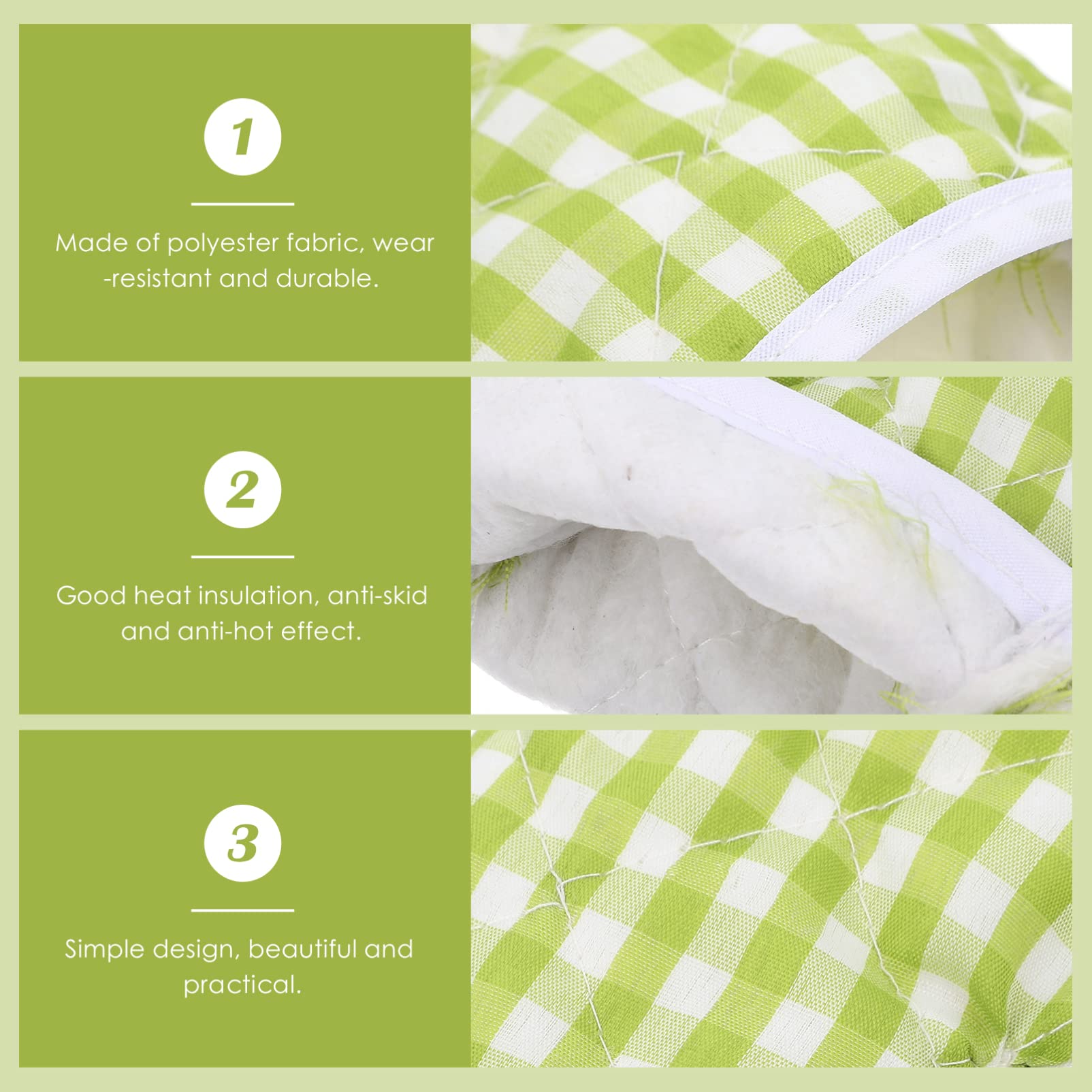2Pcs Heat-Resistant Oven Mitts for Kids Play Kitchen - Anti-Scald Microwave & Baking Gloves for Safe Cooking (Green Checkered) - Perfect for Pretend Play & Real Kitchen Safety