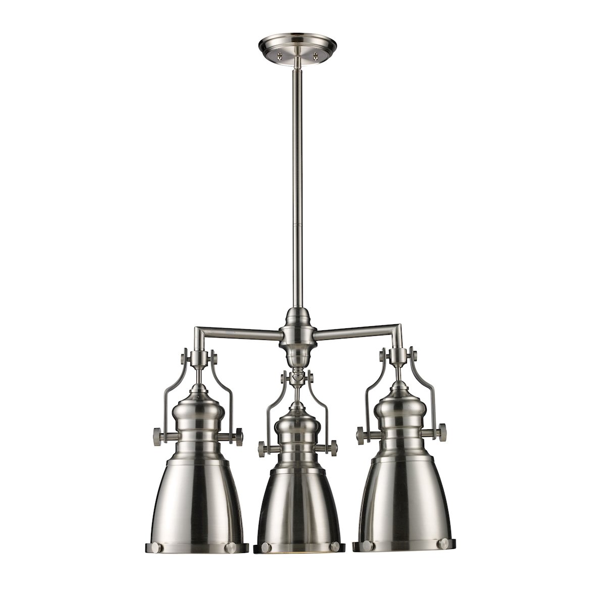 Chadwick 3-Light Satin Nickel Chandelier with Matching Shades - Elegant Dining Room & Bedroom Lighting Fixture for Modern Home Decor