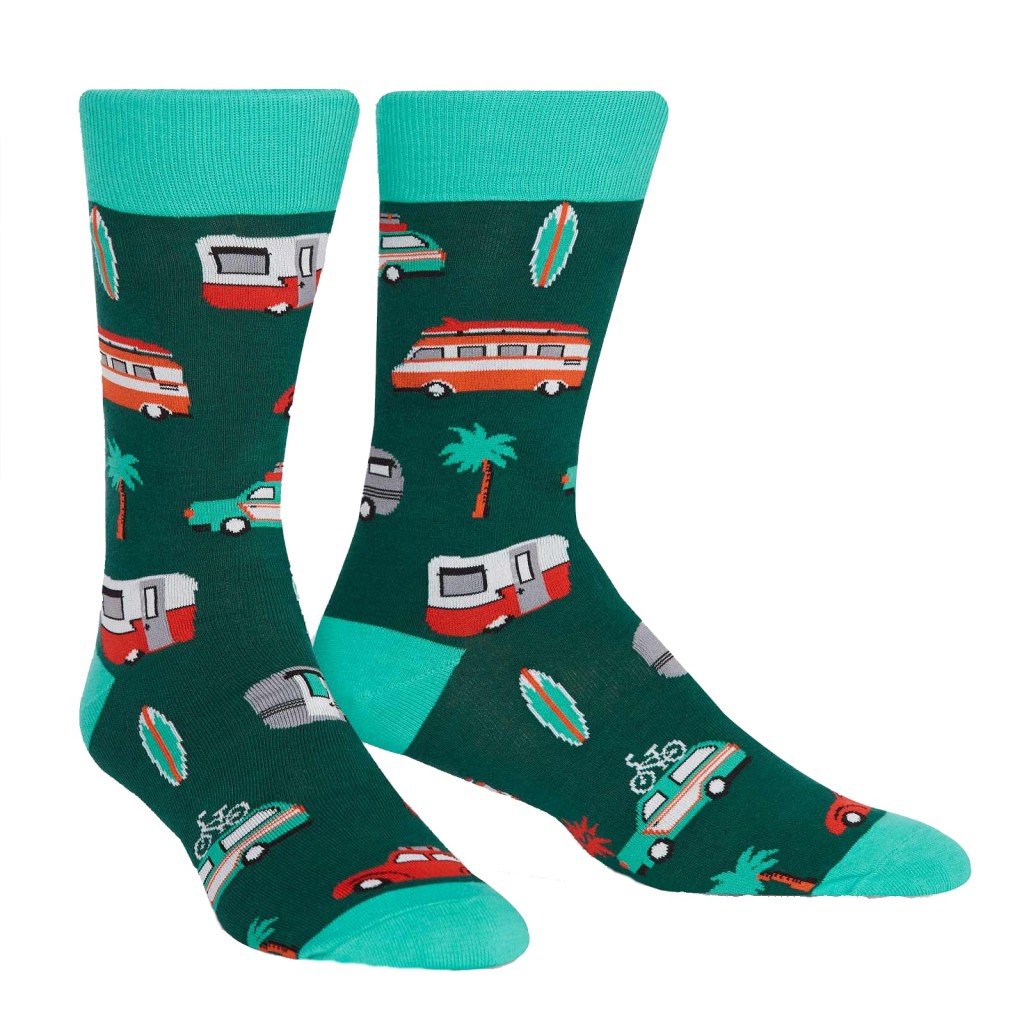 Travel Socks for Men - Comfortable Crew Socks with Fun Patterns | Perfect for Hiking, Road Trips & Daily Wear | Sock It To Me Day Tripper Collection