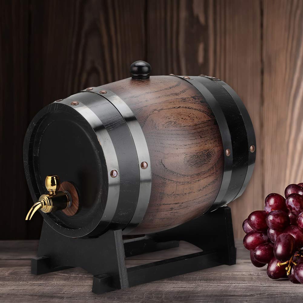 3 Liter Wooden Whiskey Barrel with Stand - Oak Wine Making Barrel Keg for Home Brewing, Aging Spirits & Bar Decor | Perfect for Whiskey, Wine, Cocktail Storage & Rustic Home Bar Decor