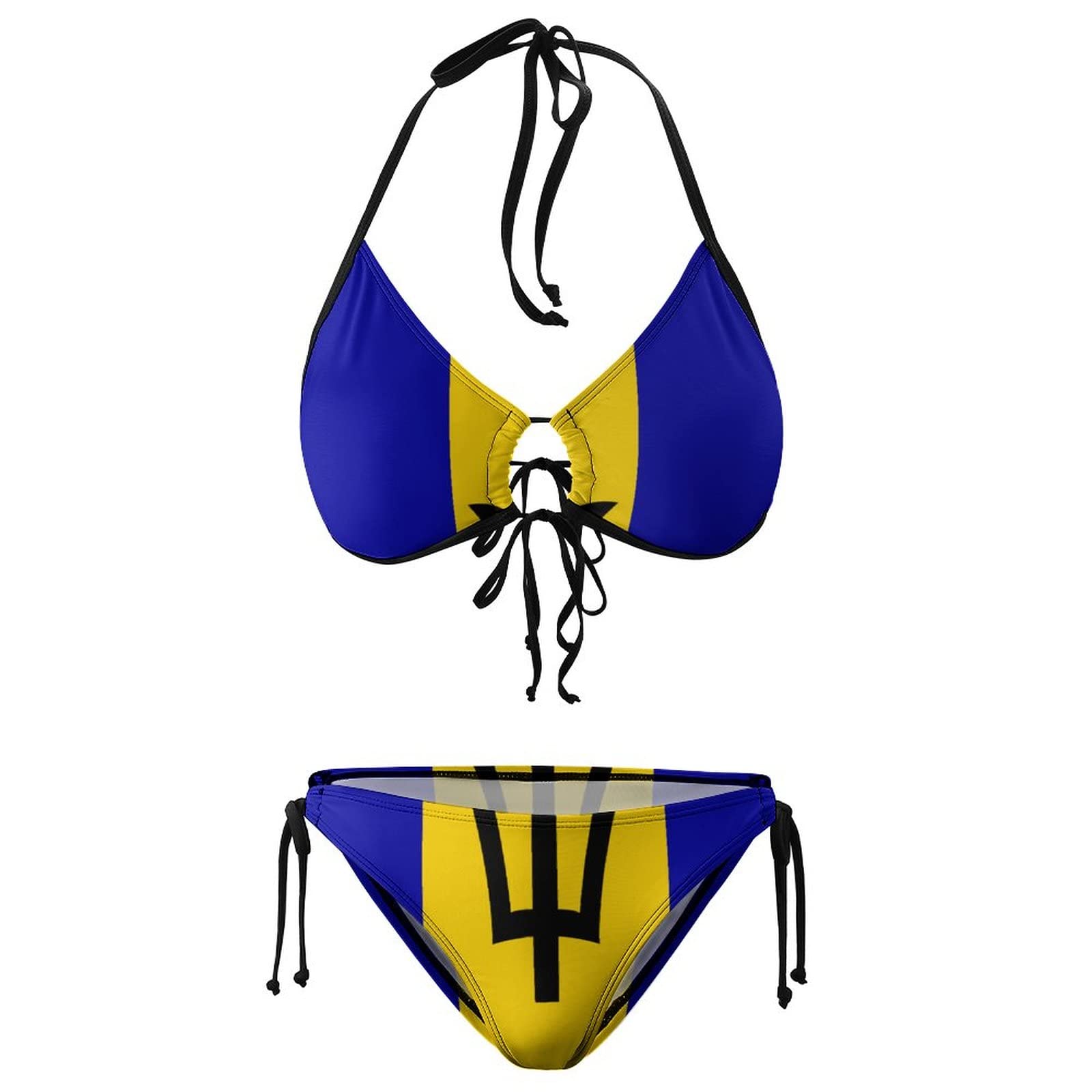 Barbados Flag Bikini Set - Large Size Women's Swimwear for Beach, Pool & Summer Vacations | Tropical Print Two-Piece Bathing Suit