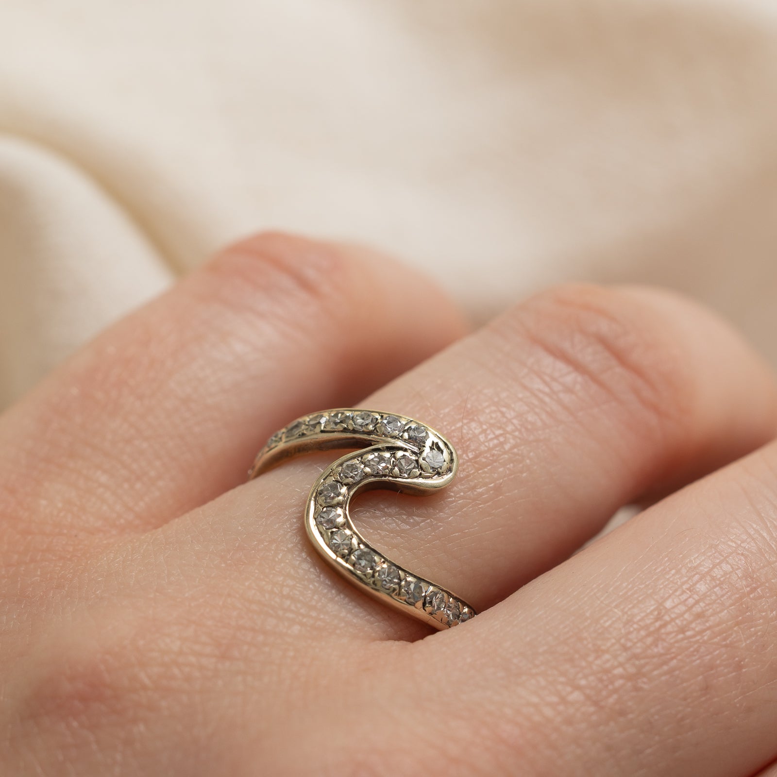 Diamond Wave Abstract Ring - 0.45ctw Genuine Diamond Ring - Size 6.5 - Elegant Statement Jewelry for Women - Perfect for Weddings, Parties & Special Occasions
