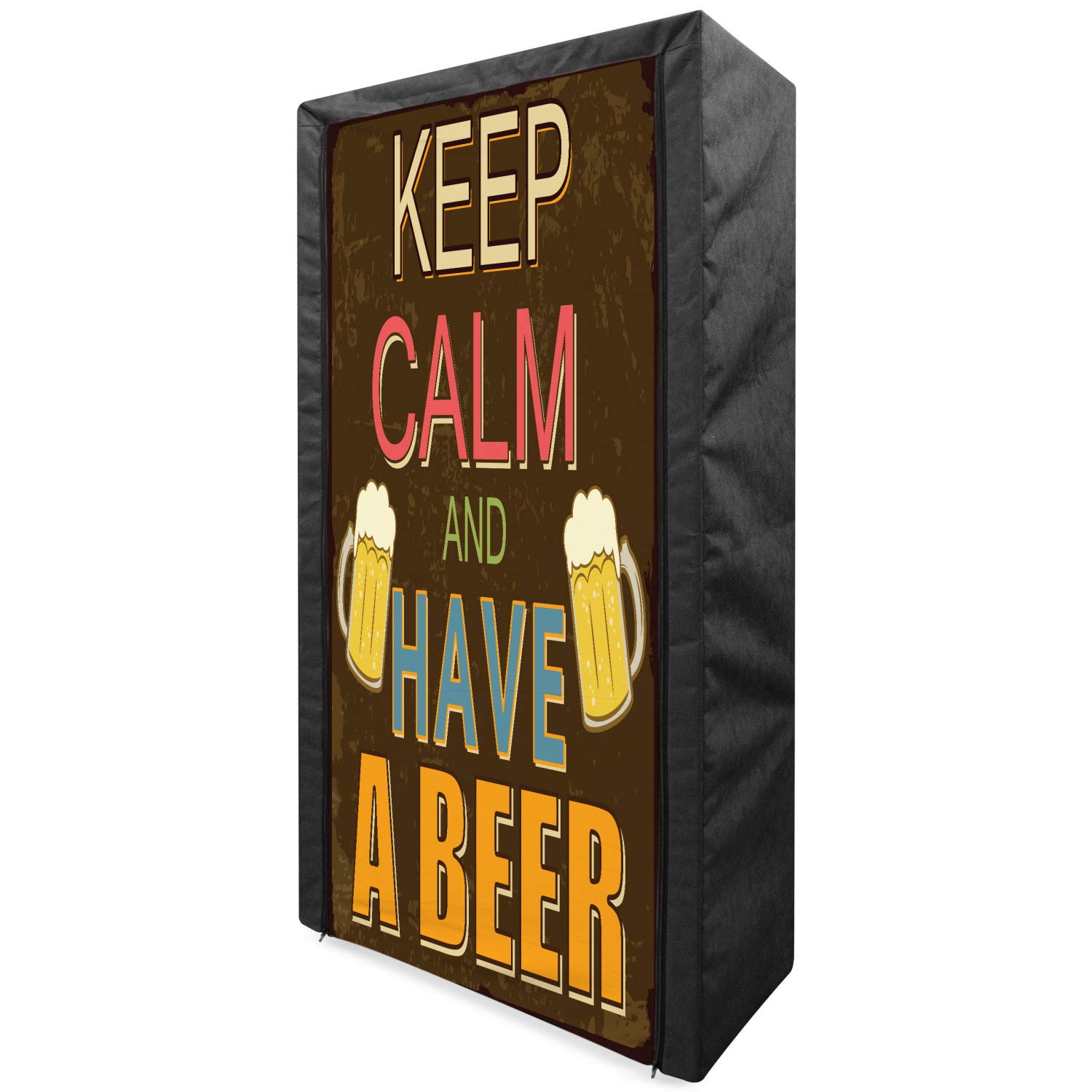 Ambesonne Portable Fabric Wardrobe - Vintage Beer Poster Design with Foamy Glasses, 33.5