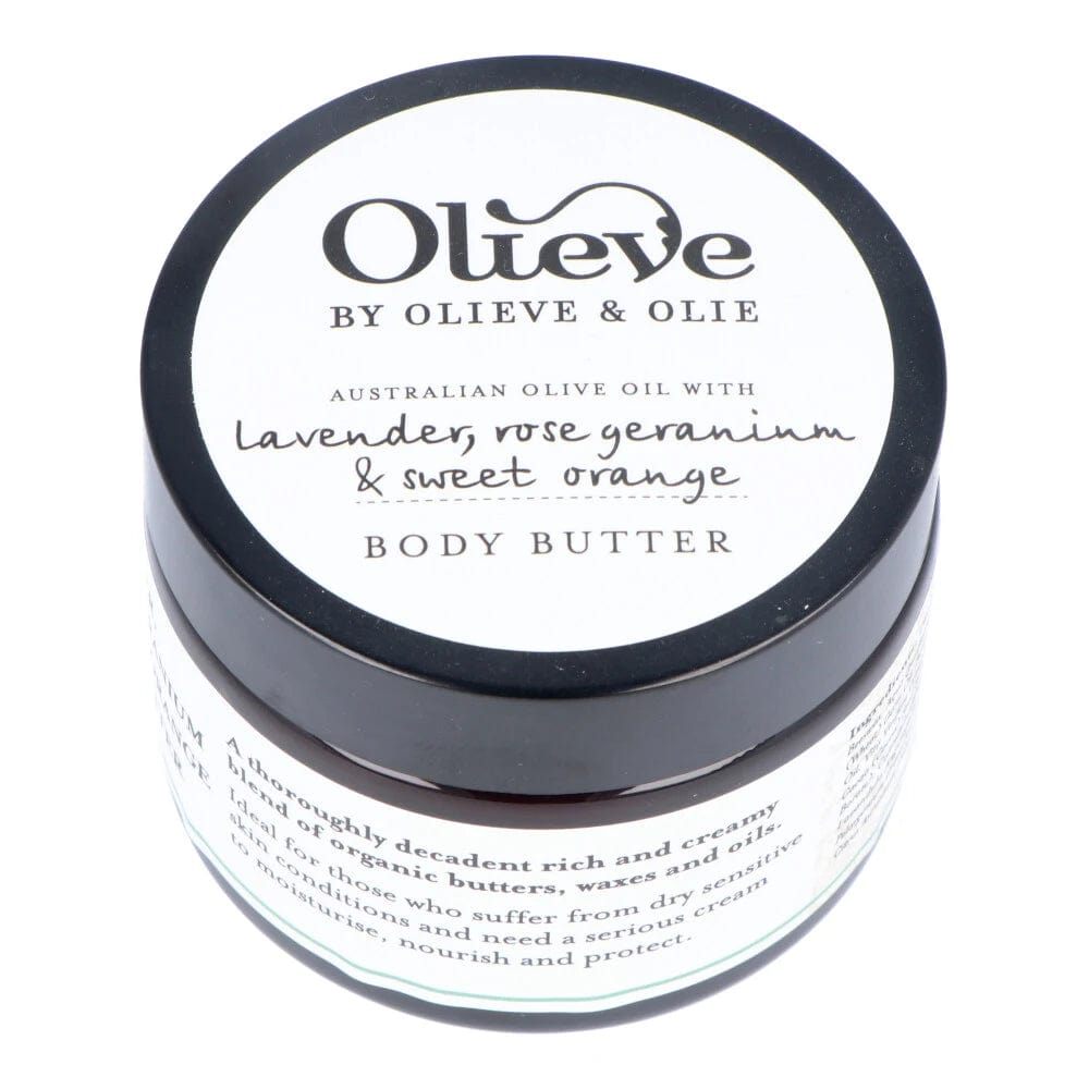 Olieve Body Butter - Lavender & Rose Geranium 100ml | Ultra Moisturizing Natural Skincare for Dry Skin | Perfect for Massage, Spa & Daily Hydration