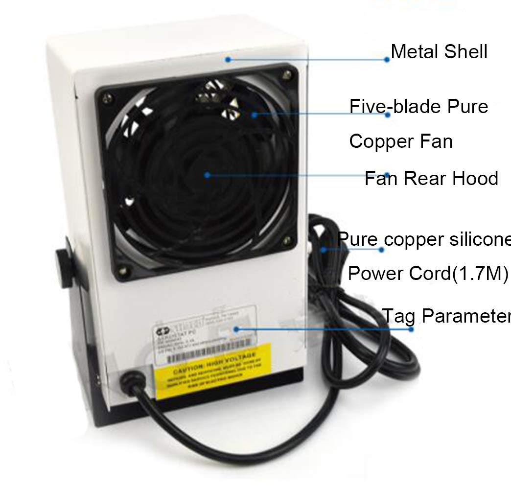 TOPCHANCES Industrial Ionizing Air Blower Fan - 110V ESD Safe Anti-Static Desktop Cooler for Electronics Workbench, PCB Assembly & Clean Room Use