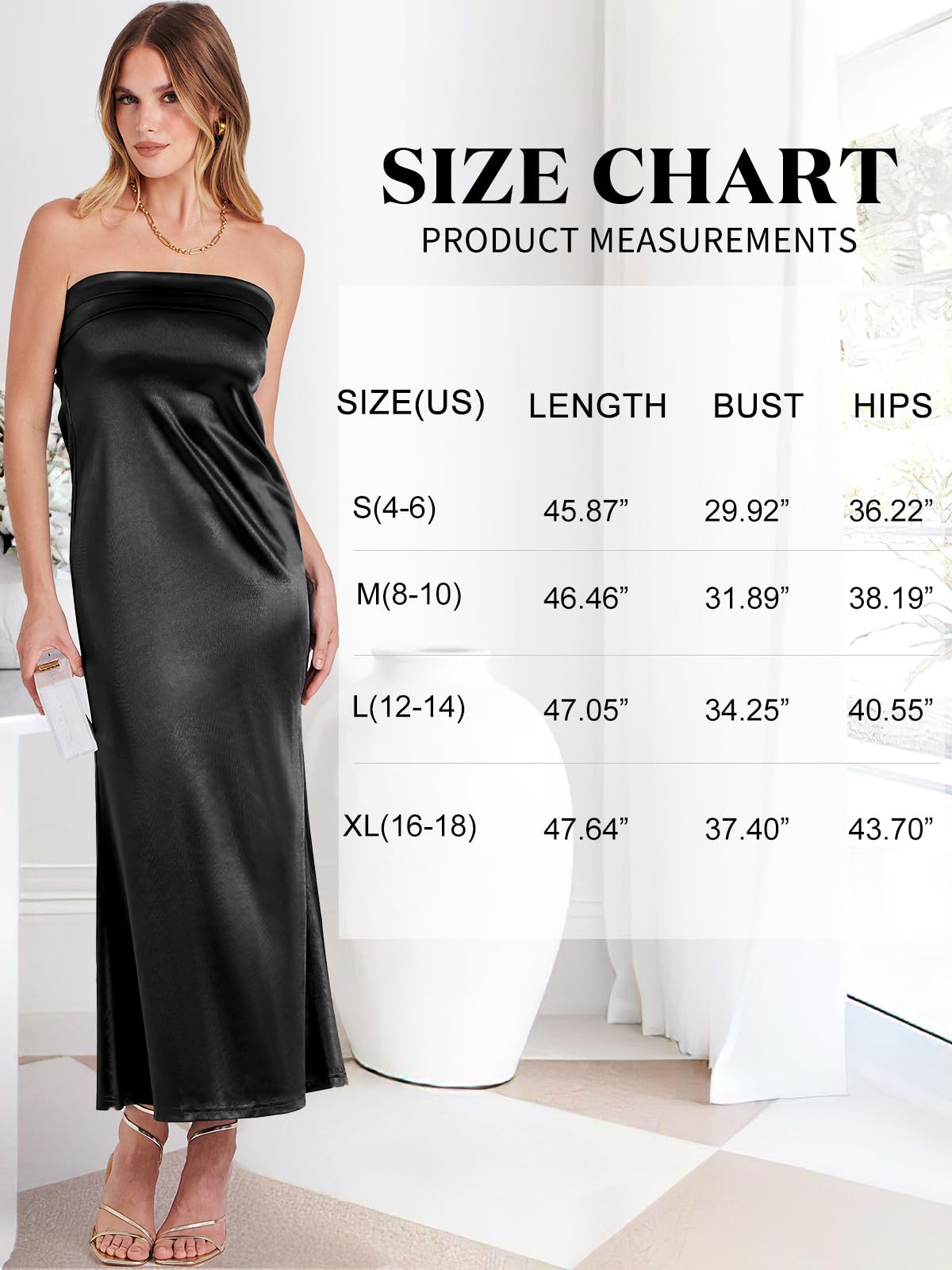 ANRABESS Women's Summer Wedding Guest Maxi Dress - Strapless Satin Tube Bodycon Backless Cocktail Formal Dress for Spring 2025 | Perfect for Beach Weddings, Garden Parties & Evening Events