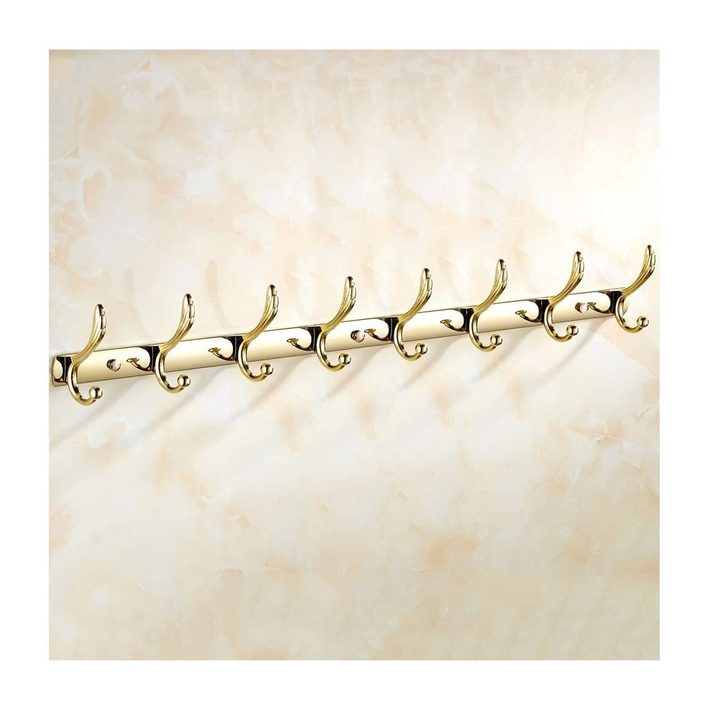 Stainless Steel Wall Mounted Coat Hooks - European Style Gold Coat Rack Hanger for Jackets, Hats & Bags - Perfect for Entryway, Bedroom & Closet Organization (Size D)
