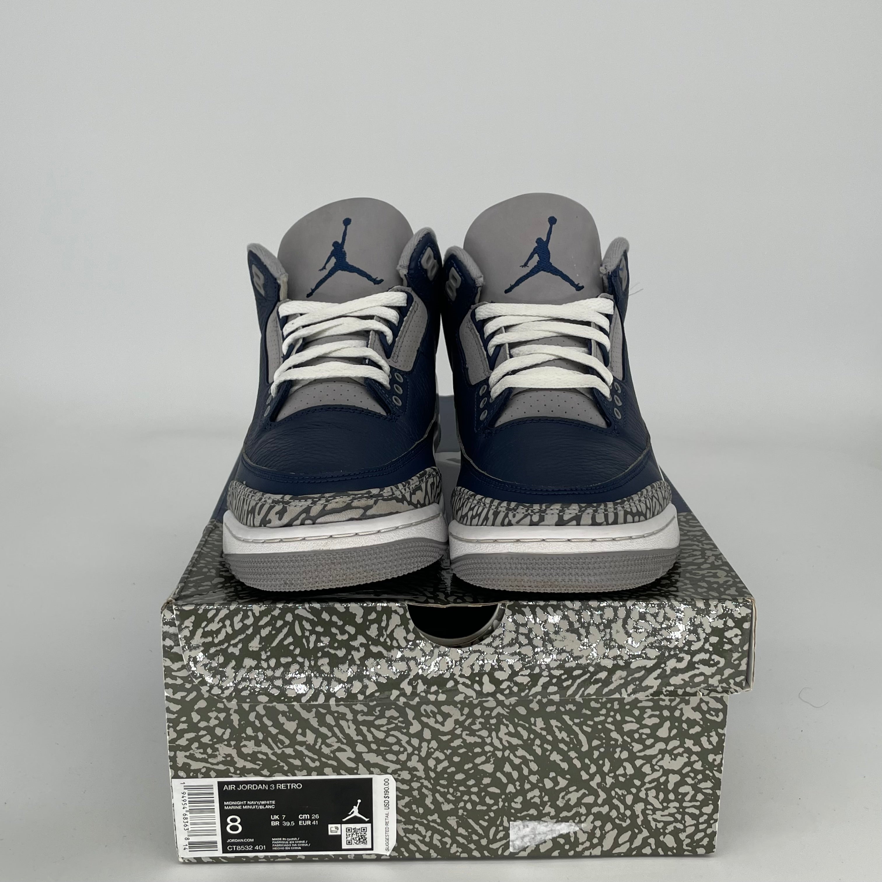 AIR JORDAN 3 GEORGETOWN Basketball Shoes Men's Size 8 - Retro Style Sneakers CT8532-401 for Casual Wear & Street Fashion