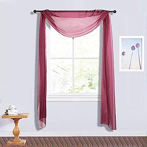 18 Feet Burgundy Sheer Organza Curtain Panel - Elegant Window Drapes & Wedding Backdrop for Home Decor, Party, and Photo Shoot
