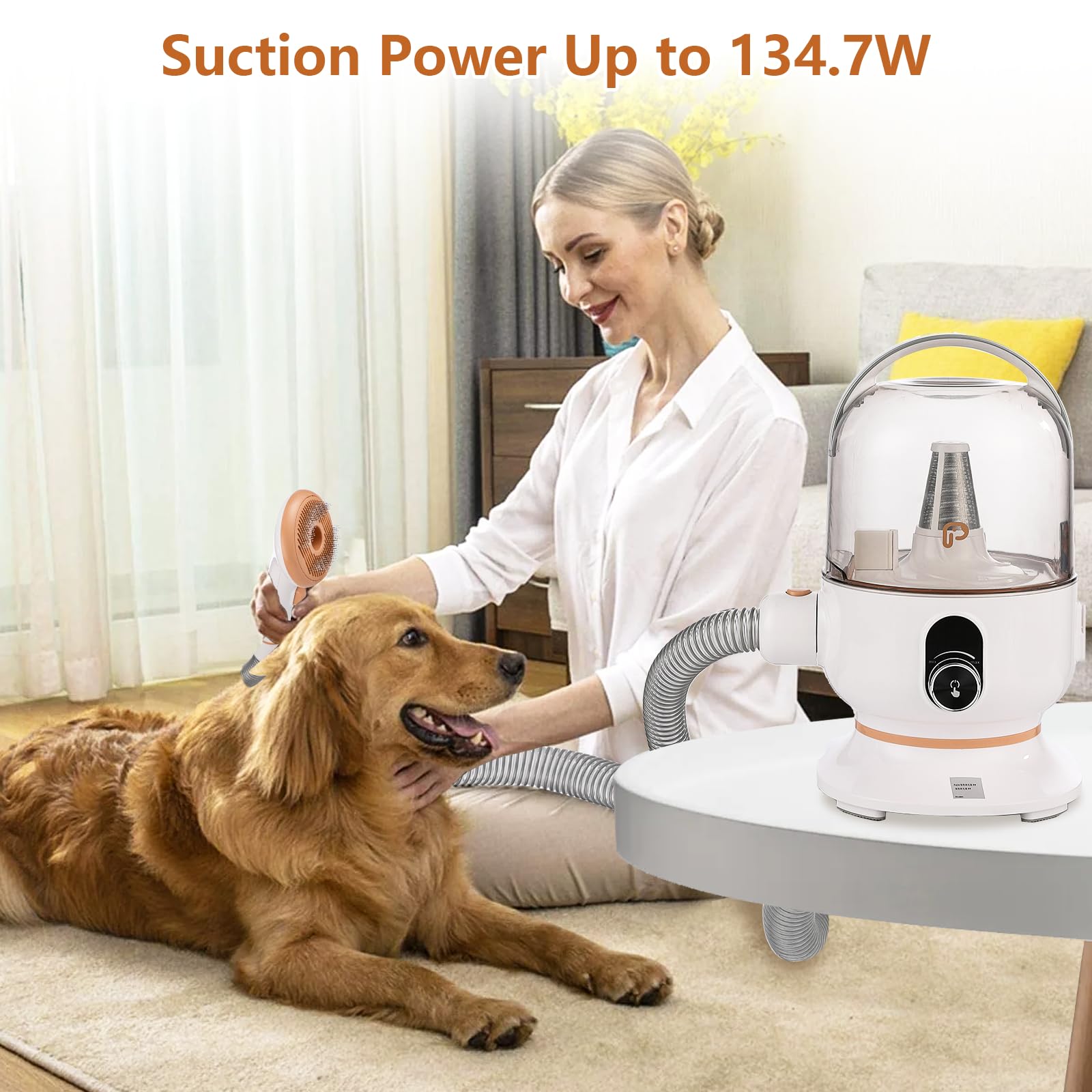 **11KPa Powerful Pet Grooming Vacuum Kit – 2L Large Capacity Hair Storage for Dogs & Cats, Includes 5 Professional Grooming Tools – Perfect for Home Pet Shedding & Cleaning**