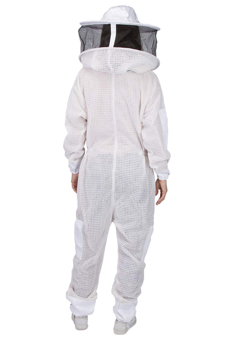 Premium Ventilated Beekeeping Suit with Goatskin Gloves & Bee Stickers - YKK Metal Zippers for Men & Women - Total Protection Beekeeping Gear with Self-Supporting Round Veil - 8 Pockets & Easy On/Off Design (XS) - Perfect for Beekeeping, Honey Harvesting & Apiary Work