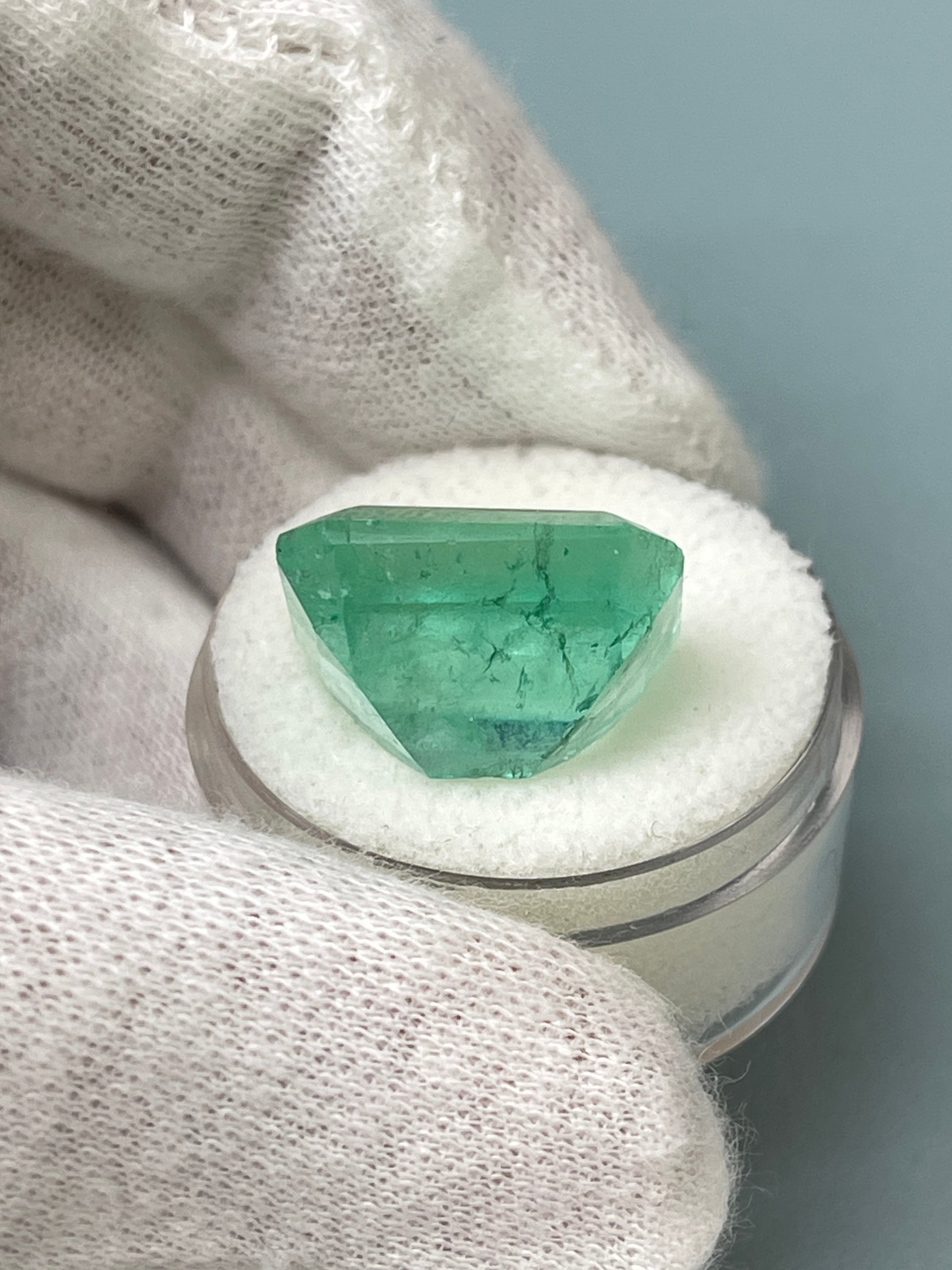 17.64 Carat Loose Colombian Emerald - 17x14.5mm Earthy Green Emerald Cut Gemstone for Jewelry Making & Engagement Rings