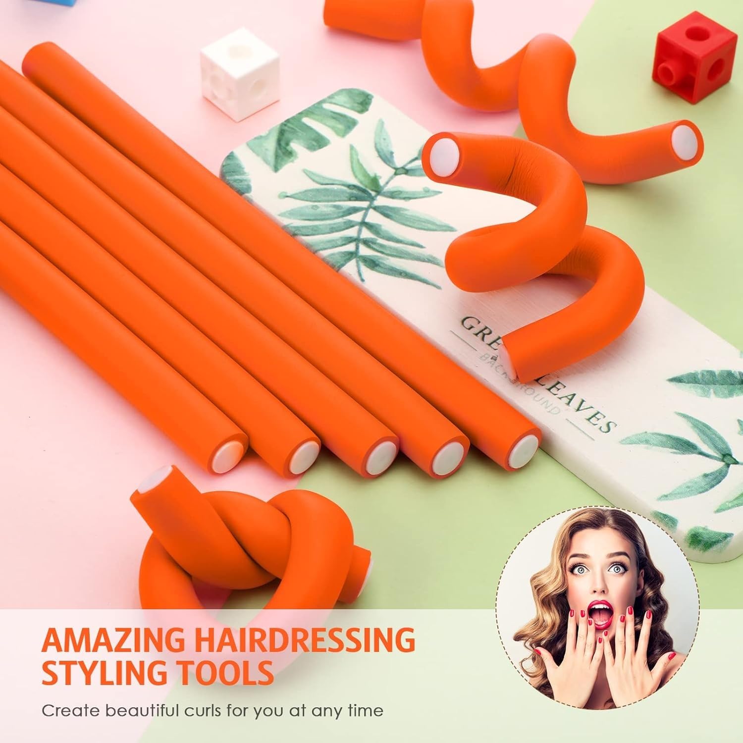 SWEETPEA Flexible Curling Rods & No Heat Hair Curlers Set - 10PCS Foam Twist Rollers with Steel Pintail Comb for Short & Long Hair (0.78x7 Inch Extra Large) - Perfect for Beach Waves, Overnight Curls & Heat-Free Styling