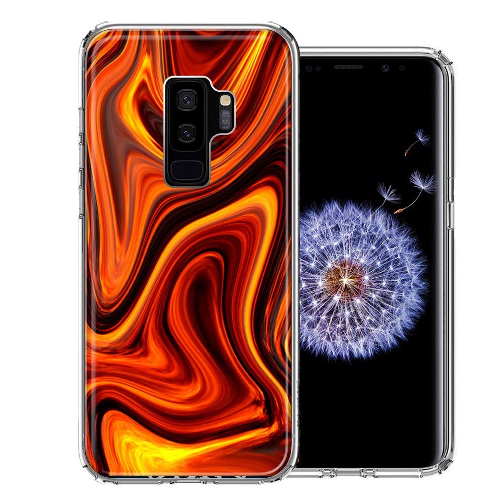 Samsung Galaxy S9 Plus Phone Case - Fire Abstract Design Dual Layer Protective Cover | Shockproof & Scratch Resistant Case for Daily Use, Travel & Outdoor Activities