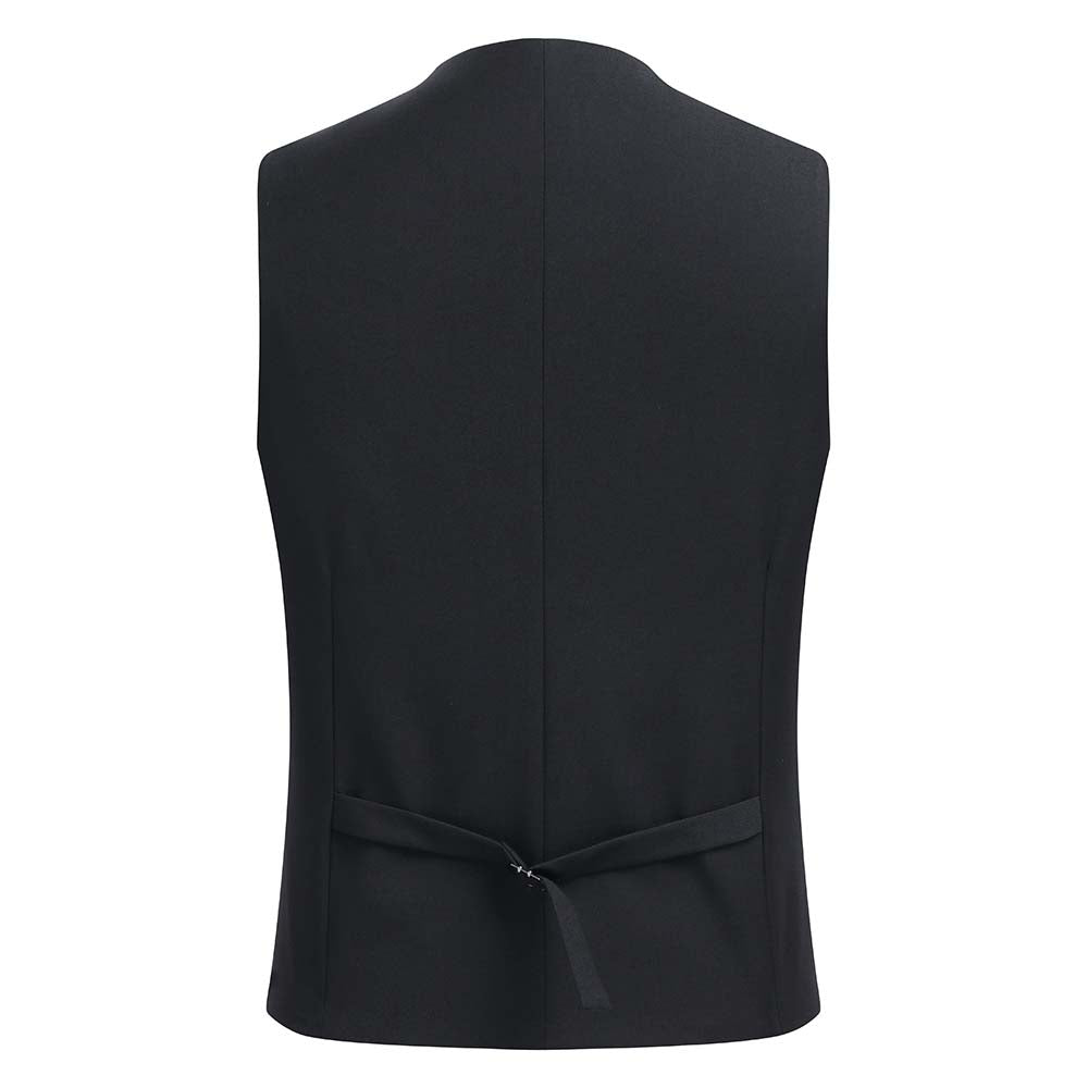 Slim Fit Double Breasted Black Vest for Men - Formal Business Suit Waistcoat - Perfect for Weddings, Office & Special Occasions