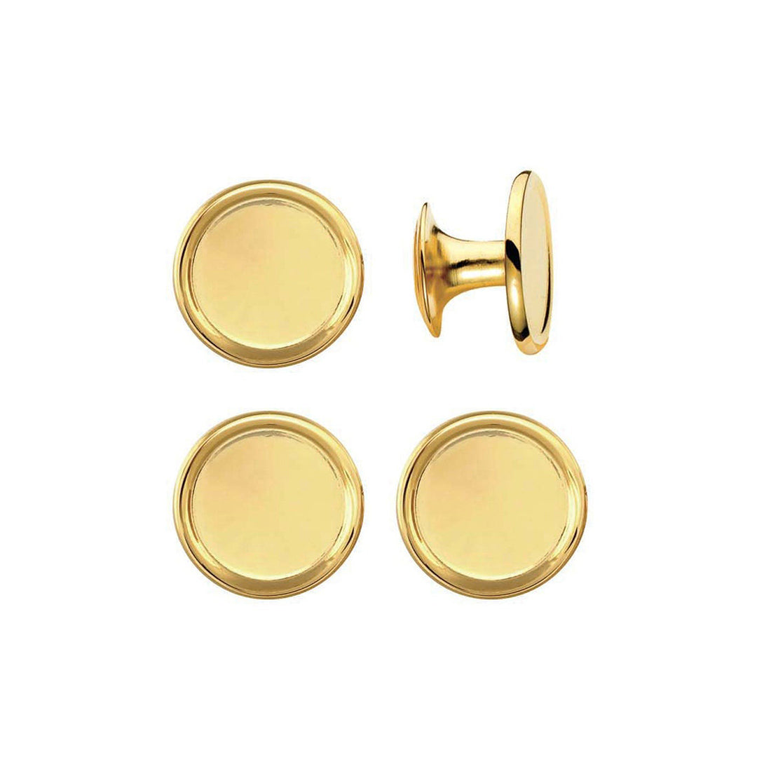 Premium Gold Plated Round Rimmed Shirt Studs for Men - Elegant Dress Shirt Accessories for Weddings, Business & Formal Events